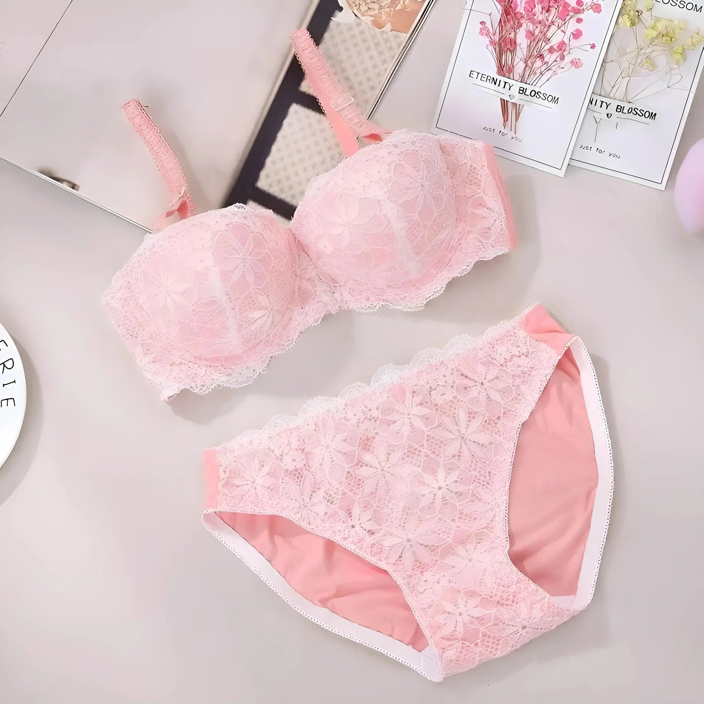 Rosa Set di Lingerie con Pizzo