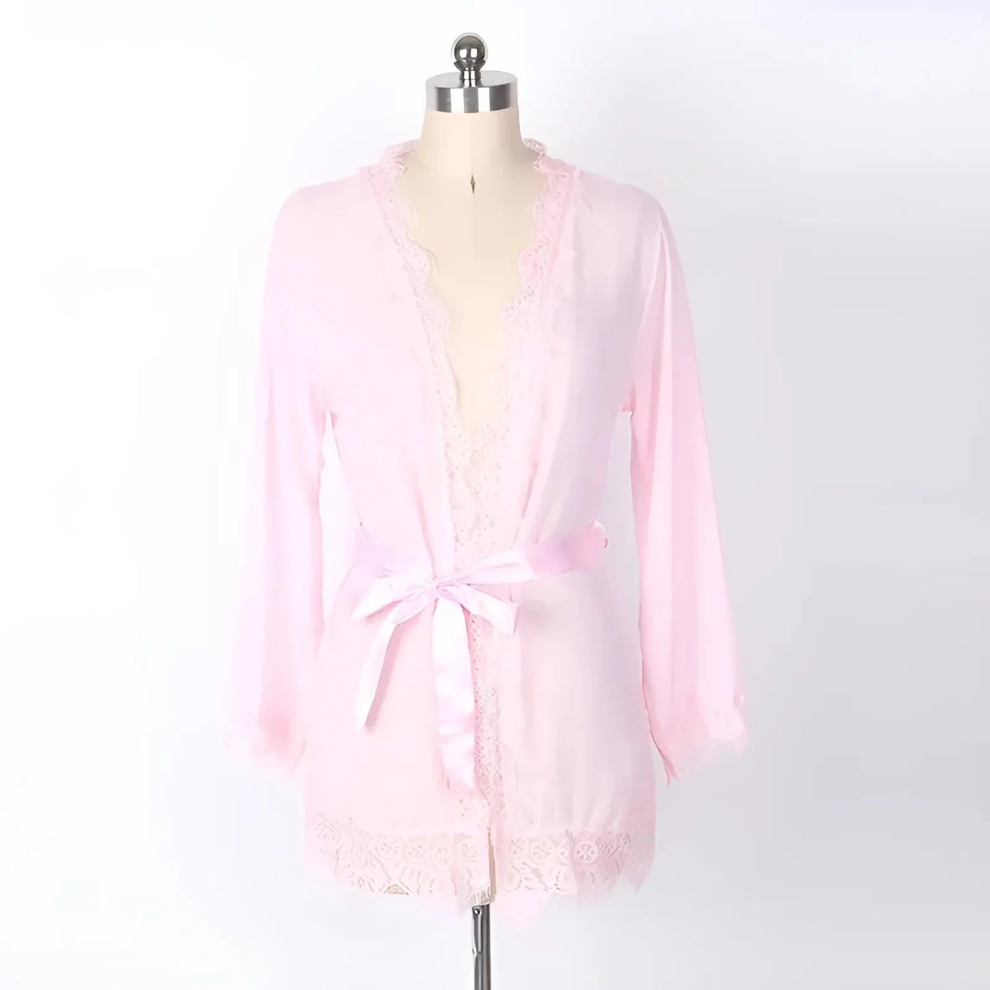 Rosa Robe Peniuar con Pizzo