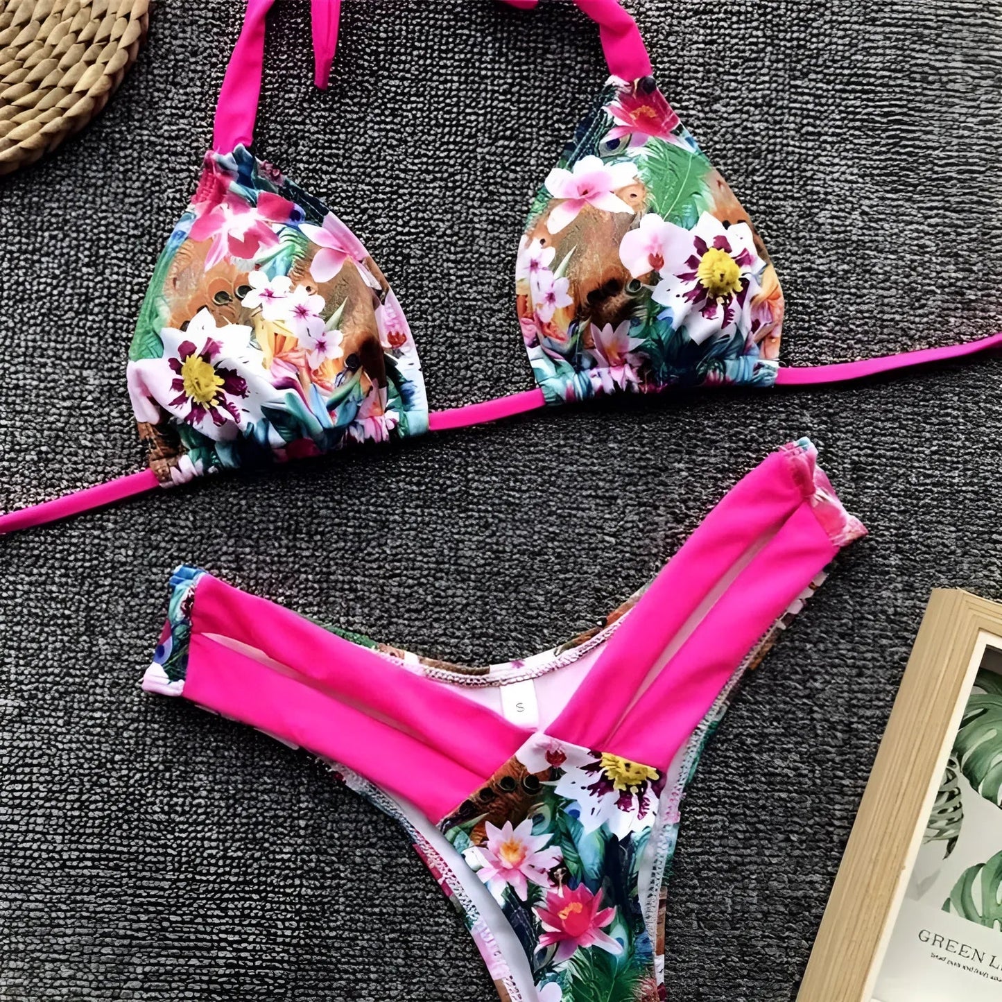 Rosa Costume da bagno due pezzi neon