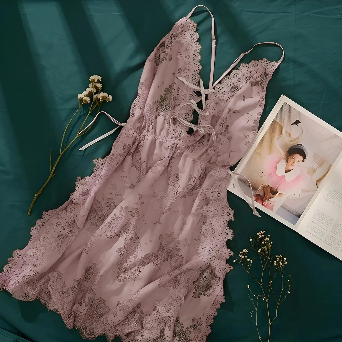 Rosa Camicia da notte con scollatura
