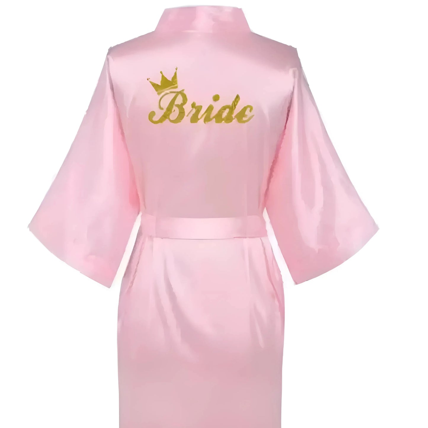 Rosa Accappatoio da sposa in satin con ricamo "Sposa"