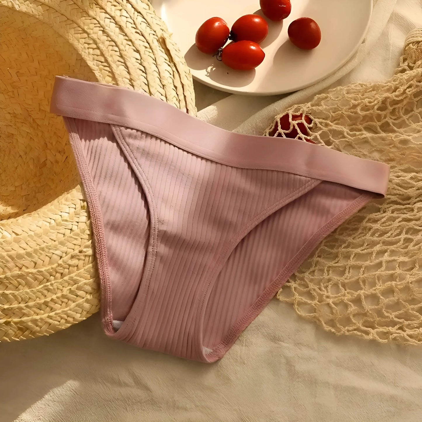 Rosa Slip a righe con fascia larga