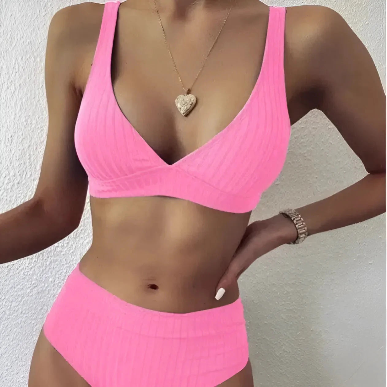 Rosa Costume da bagno a due pezzi a righe