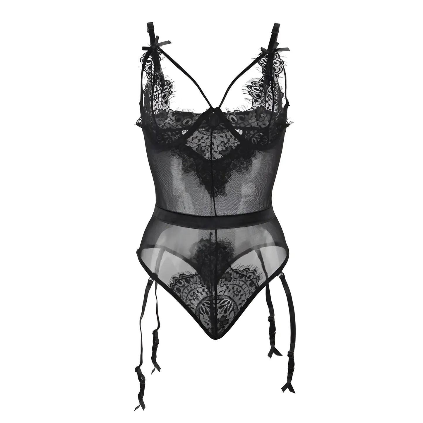 Body in pizzo taglie forti con spalline decorative