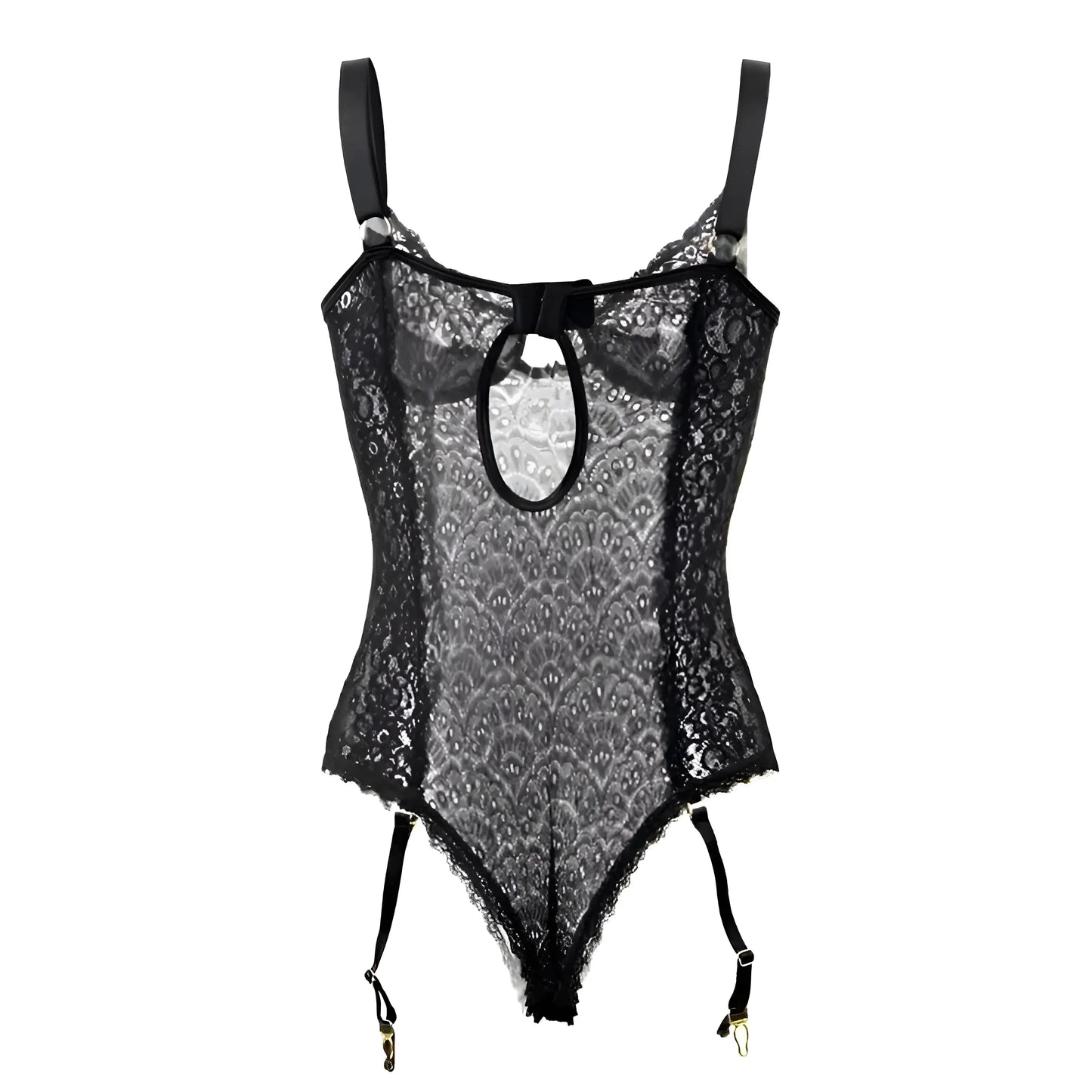 Body in pizzo taglie comode con cintura in vita