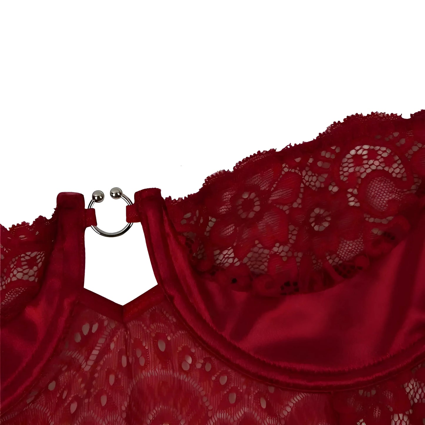 Body in pizzo taglie comode con cintura in vita