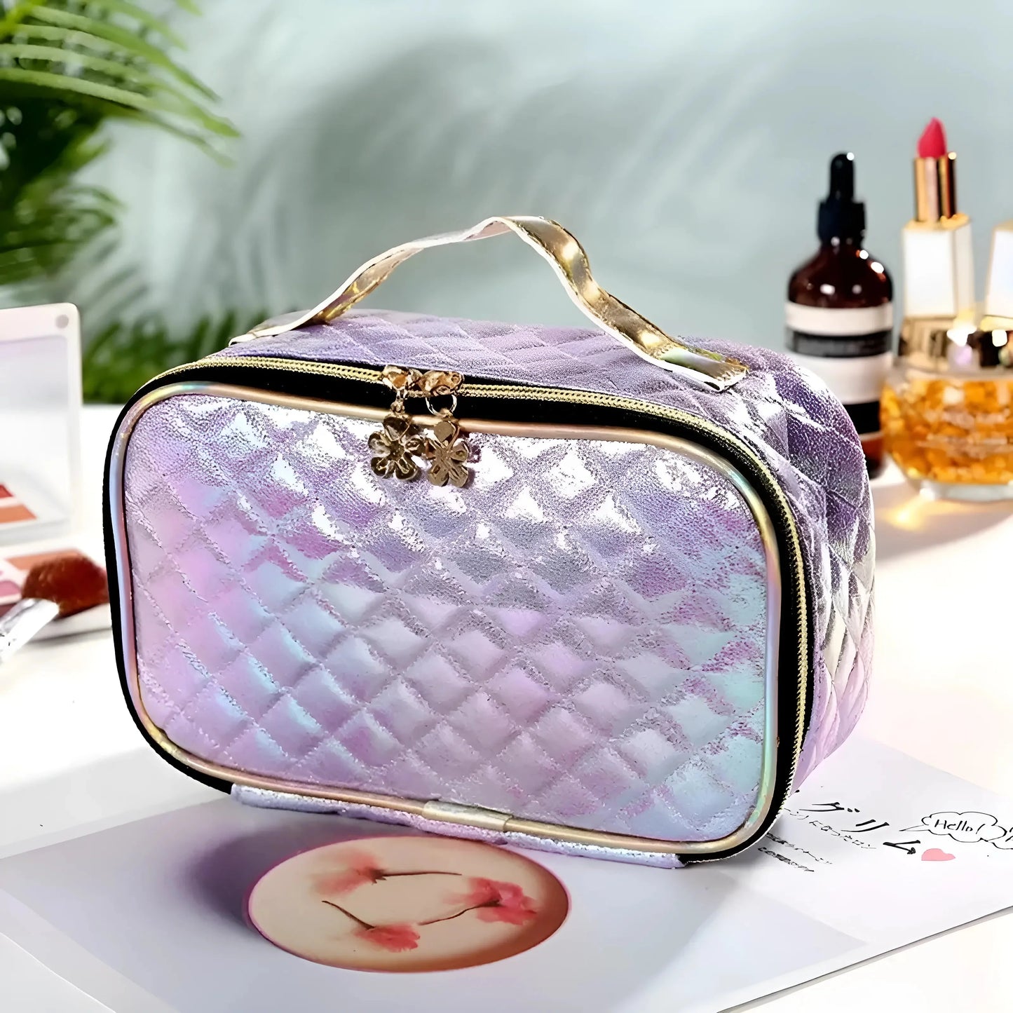 Viola Beauty Case Trapuntato - Scatola Vanity