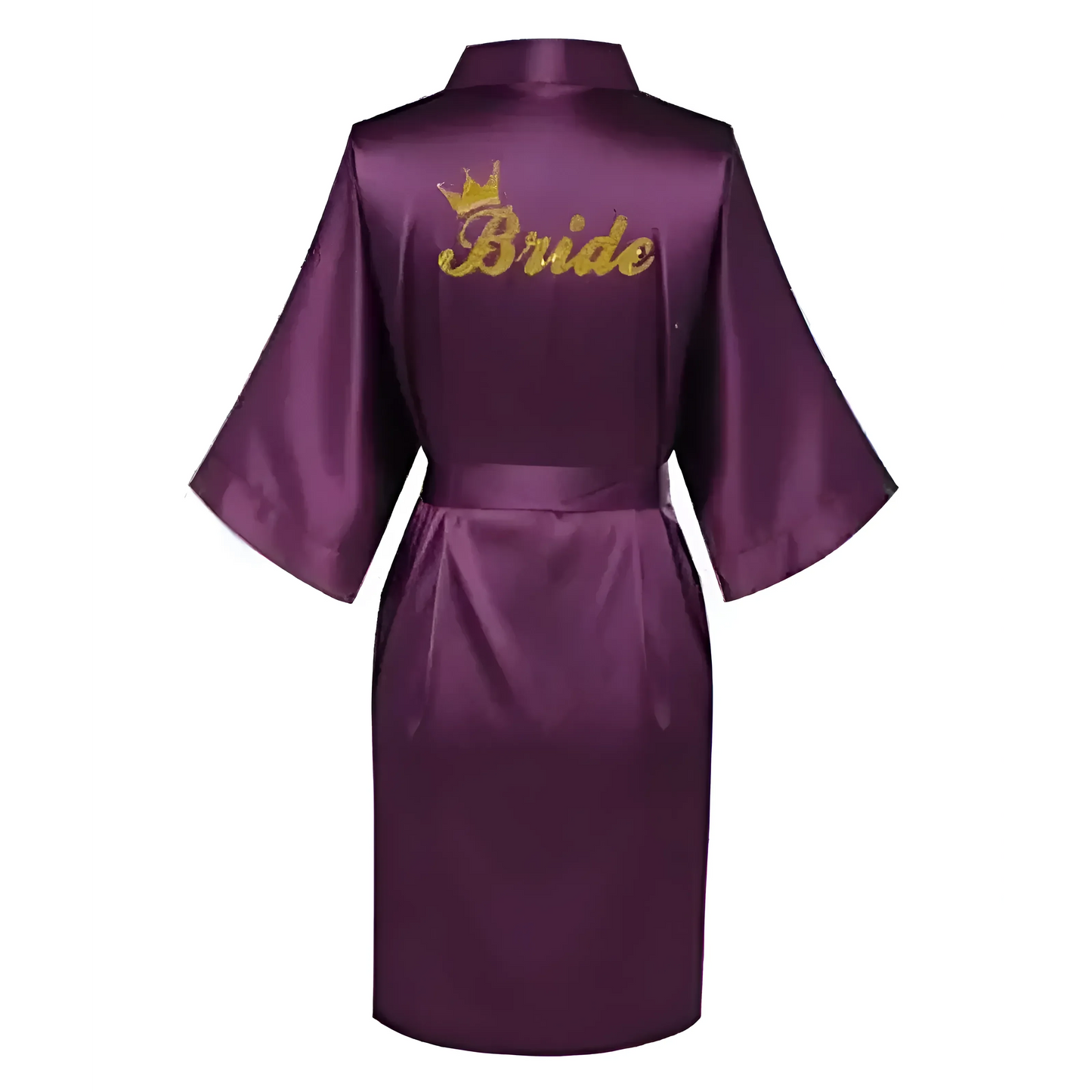 Viola Accappatoio da sposa in satin con ricamo "Sposa"