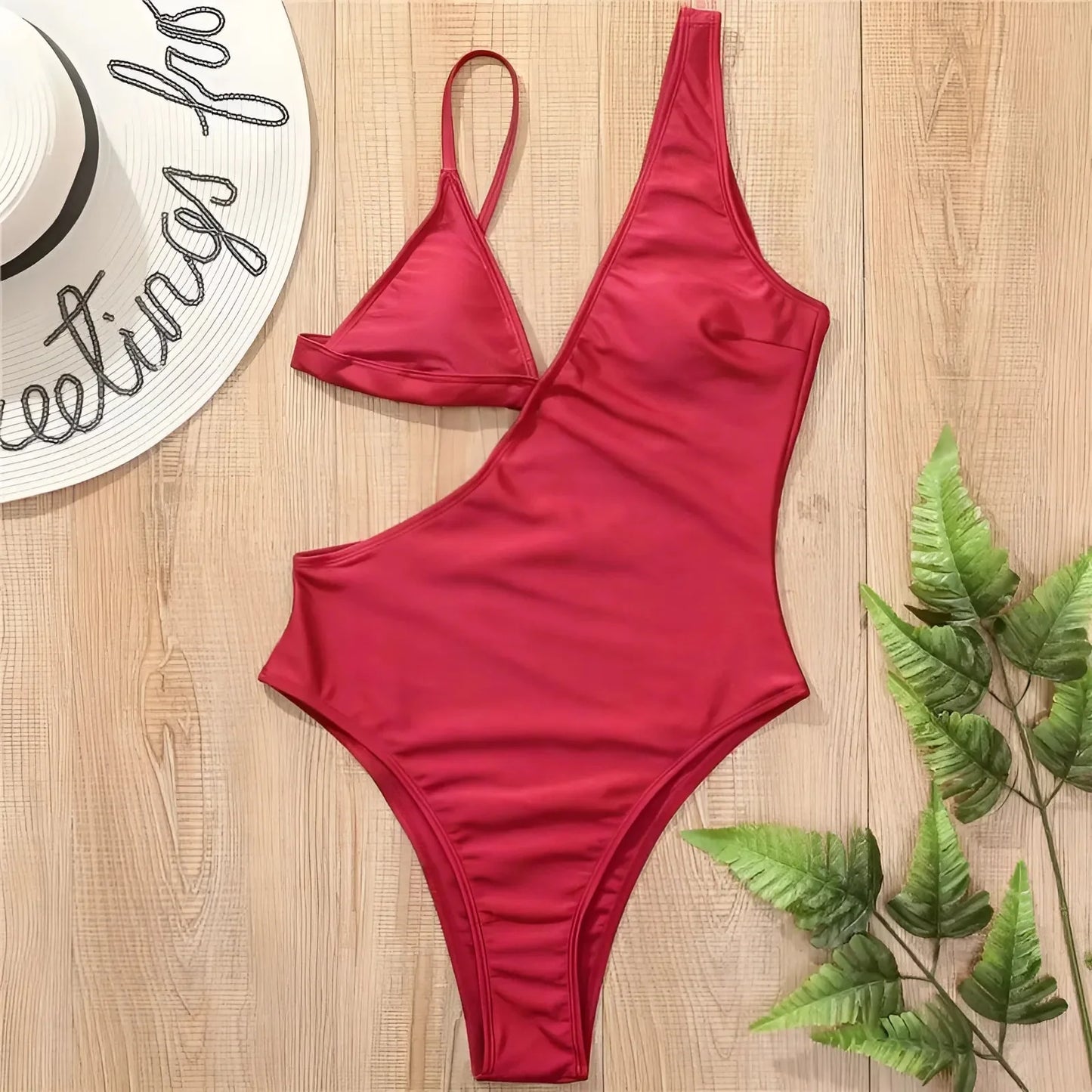Rosso Costume da bagno intero asimmetrico