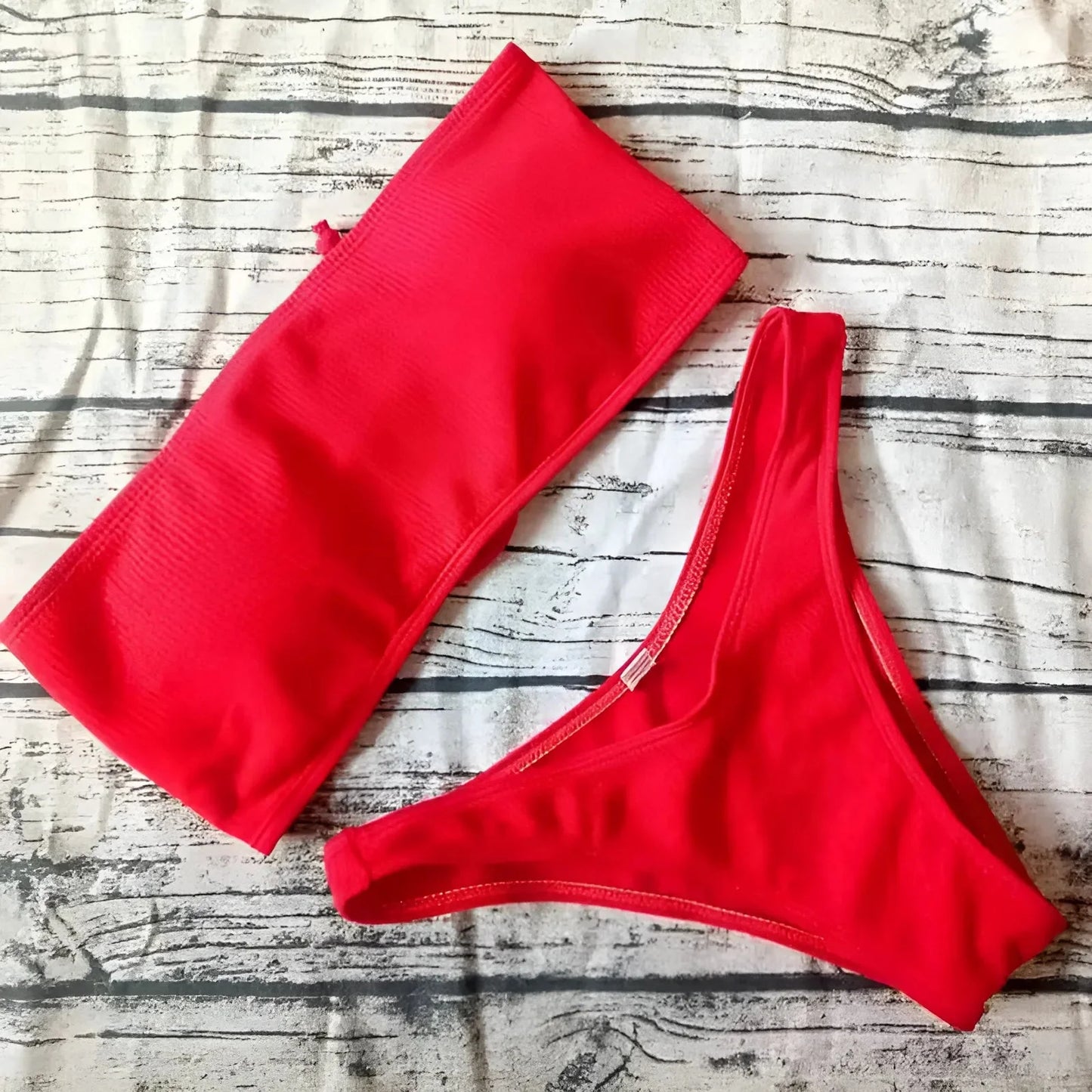 Rosso Set Bikini Bandeau