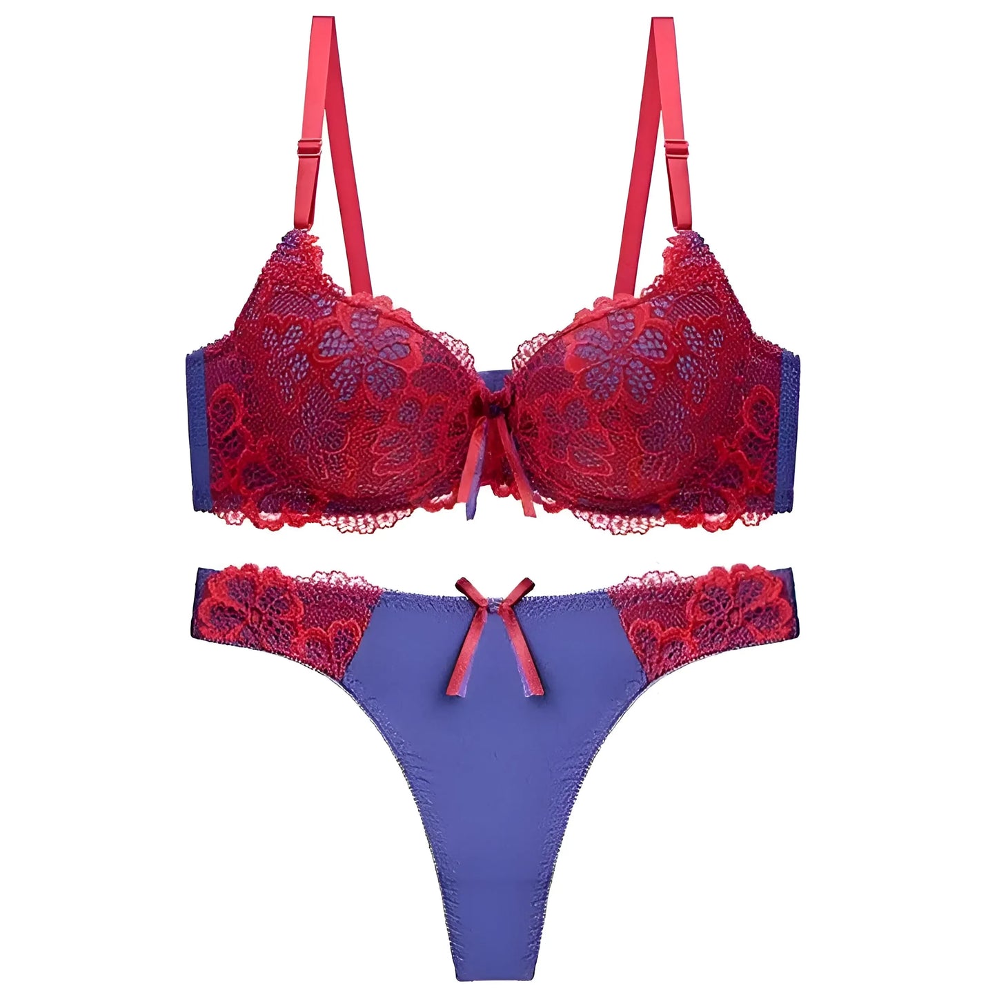 Rosso Set di Lingerie in Pizzo Classico