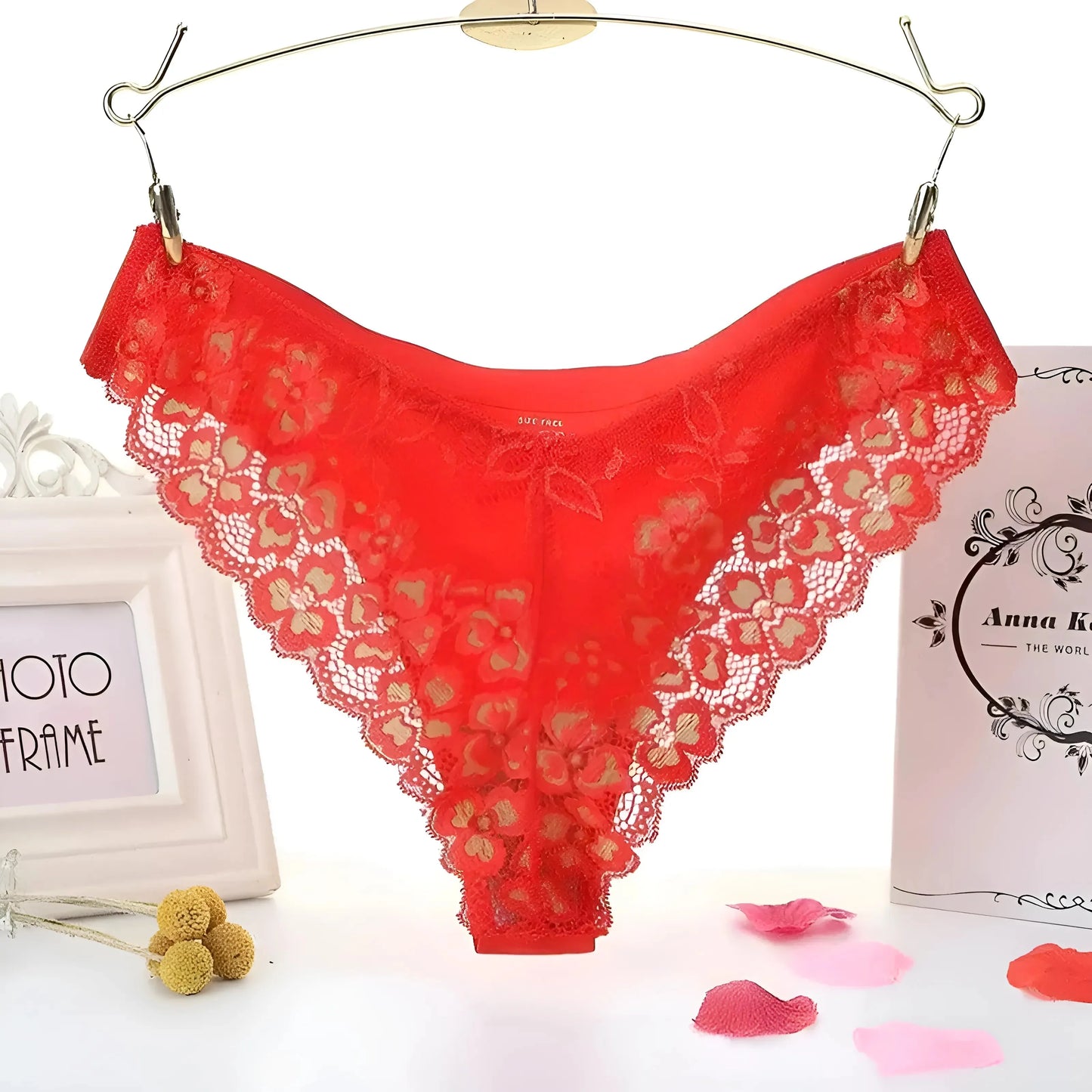 Rosso Mutandine con schiena in pizzo