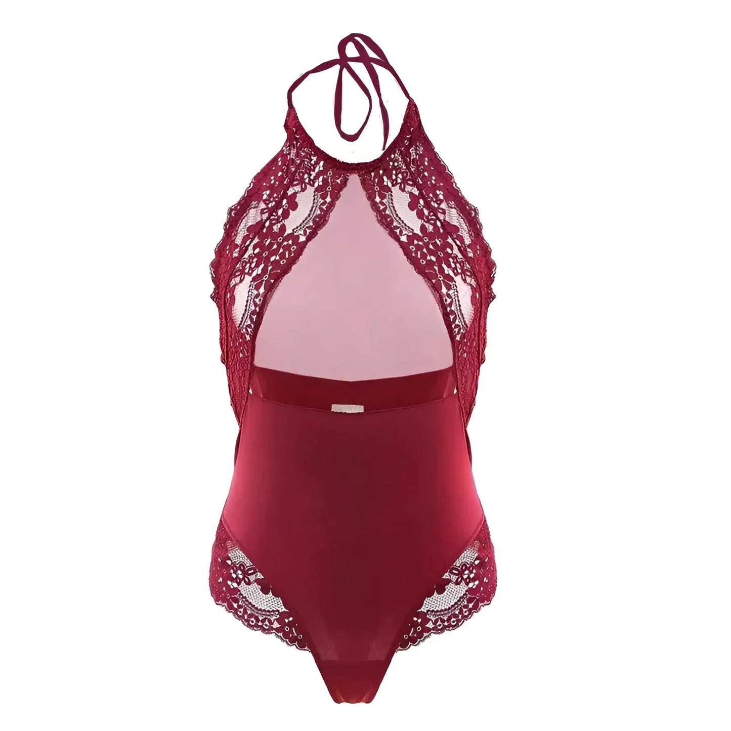 Rosso Body in pizzo con scollatura in rete