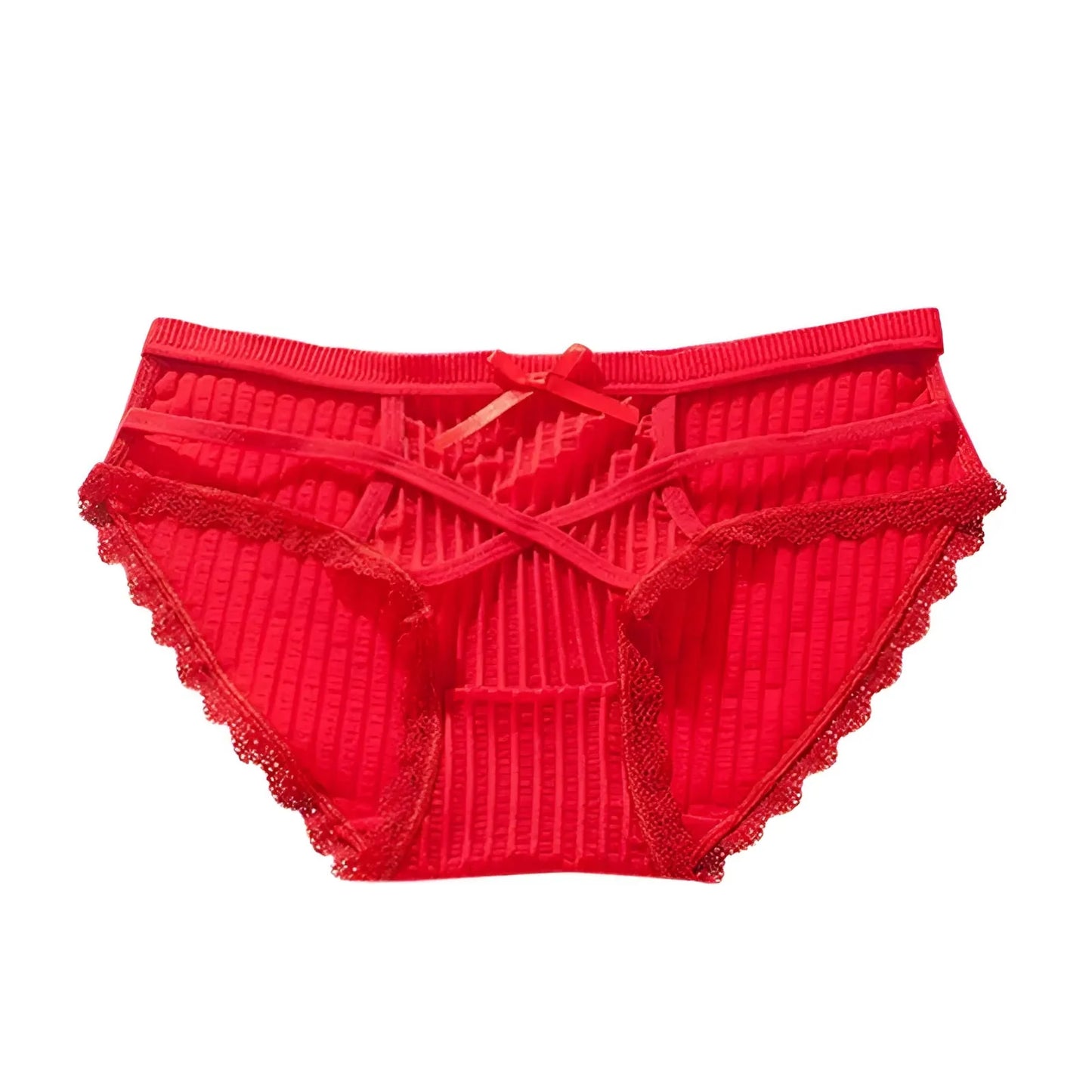 Rosso Mutandine in pizzo con cinturini