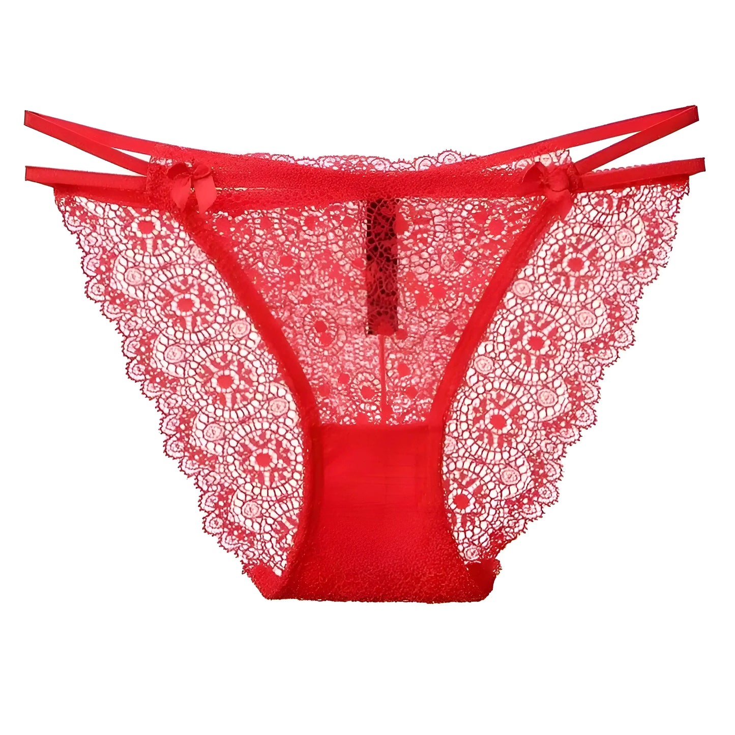 Rosso Mutandine in pizzo con cinturini