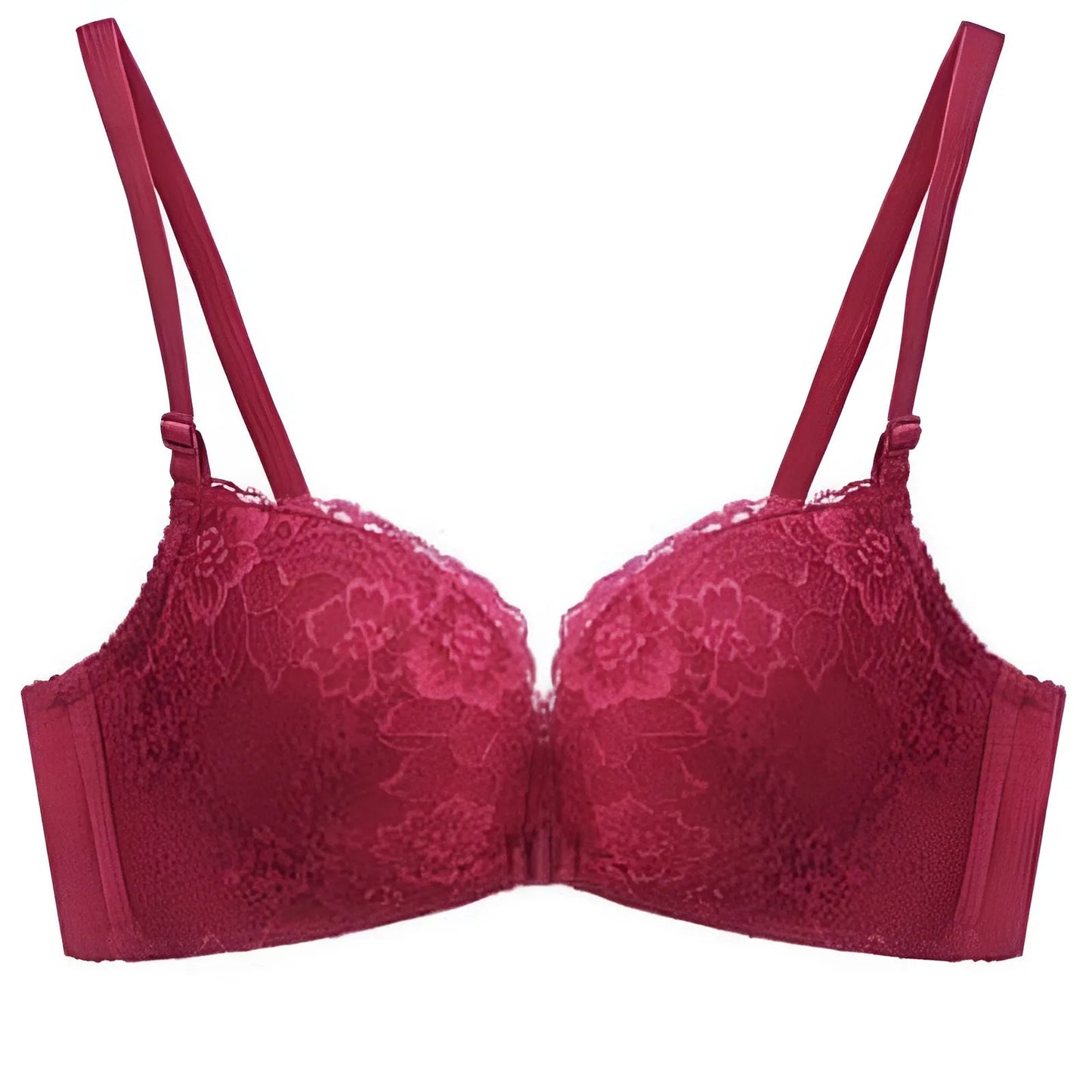 Rosso Reggiseno Push-Up con Chiusura in Pizzo