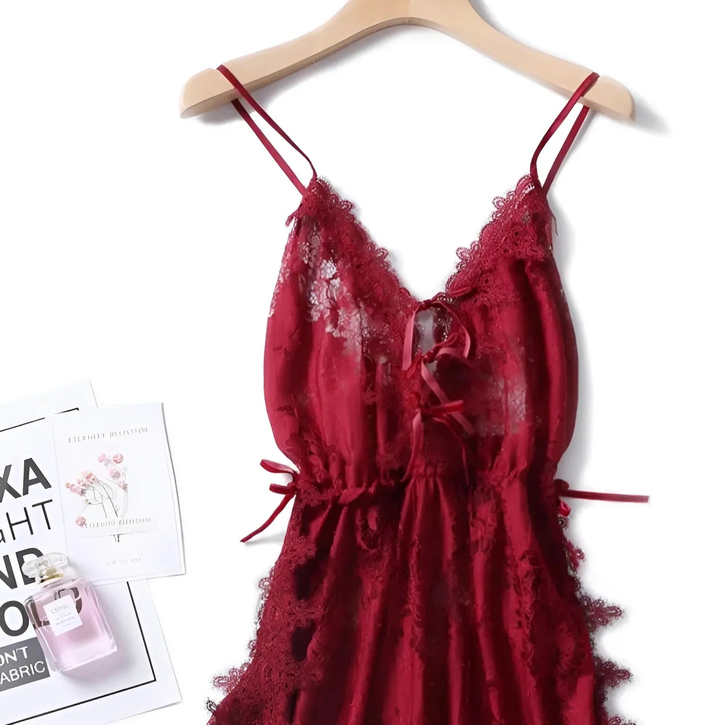 Rosso Camicia da notte con scollatura