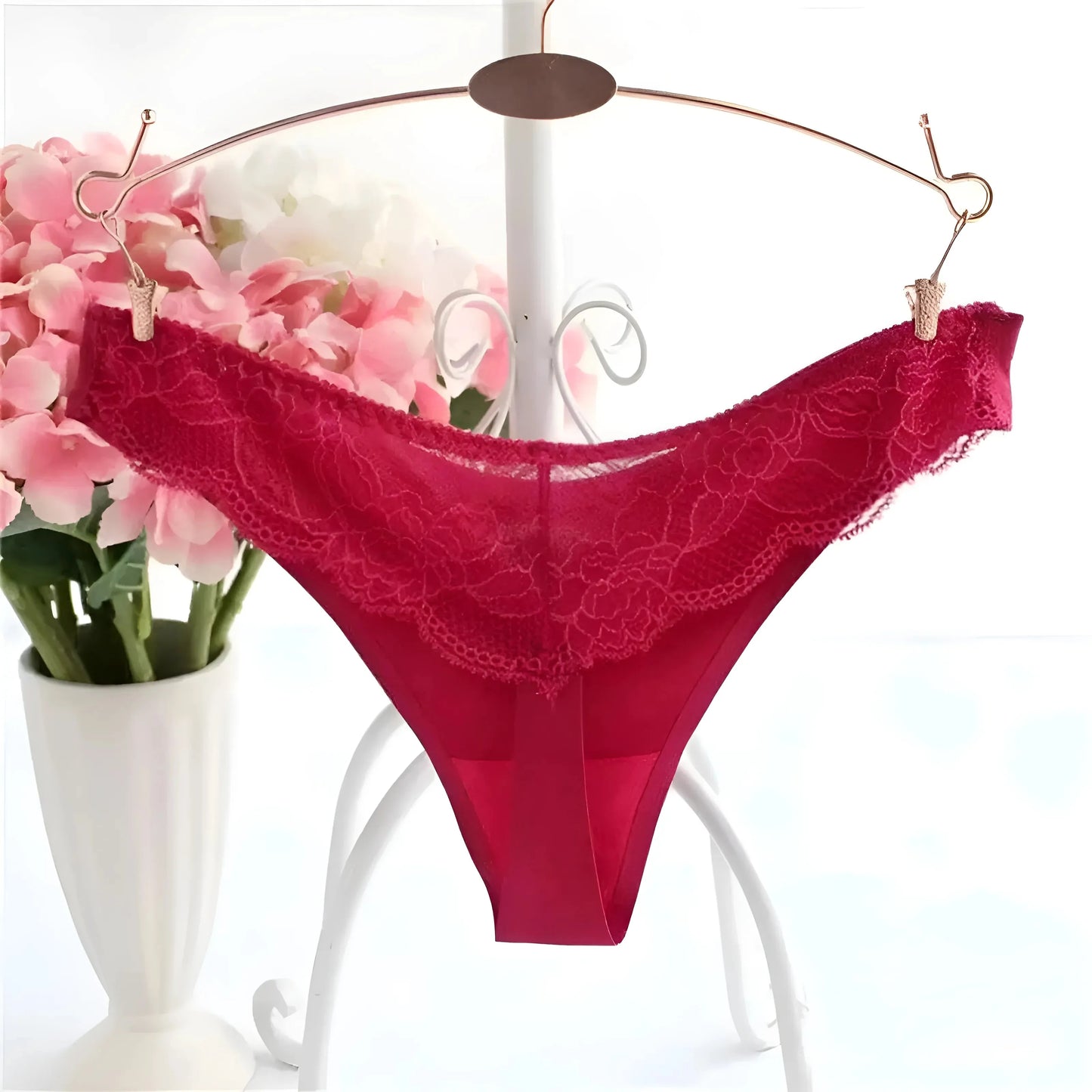 Rosso Slip senza cuciture con retro in pizzo