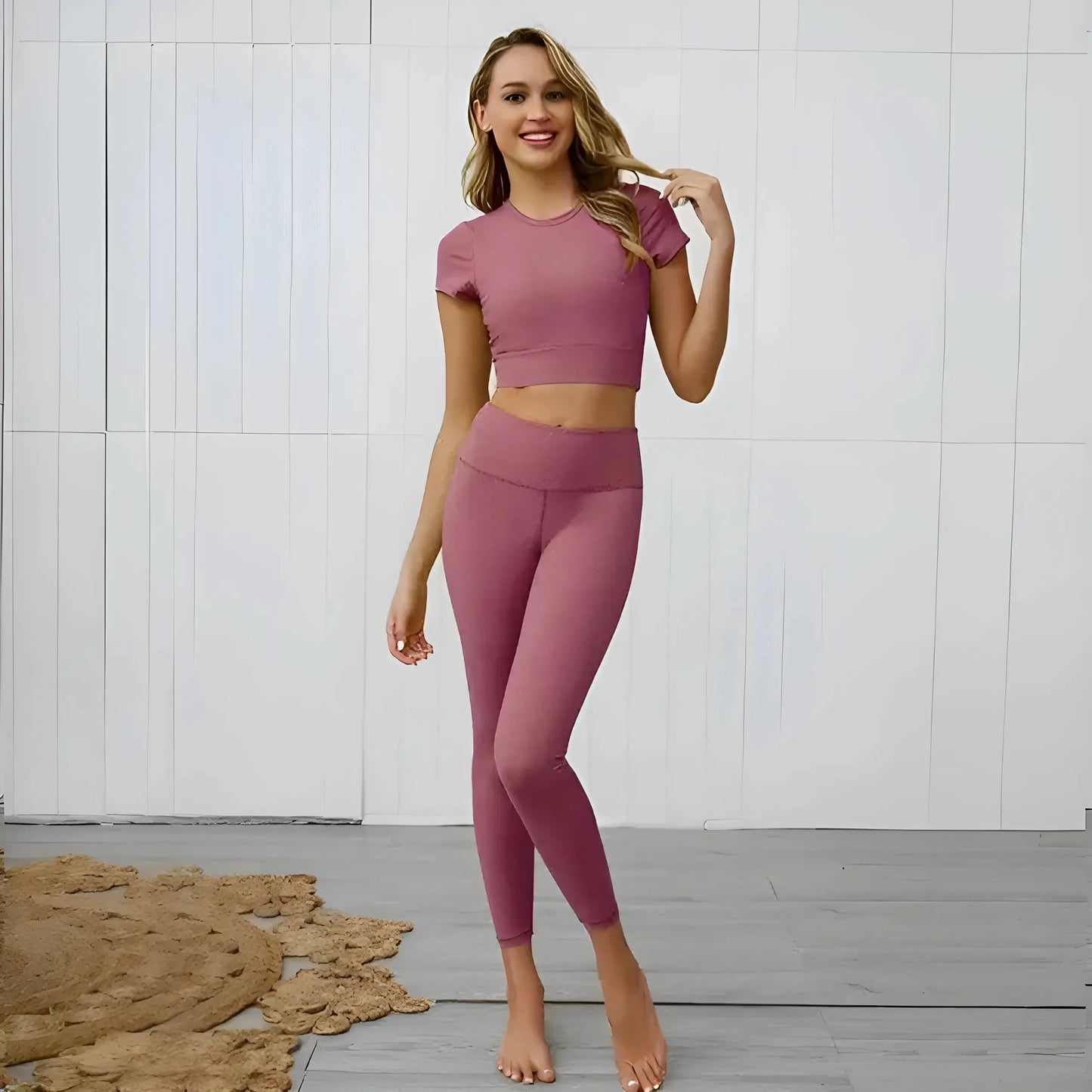 Rosso Set Sportivo con Schiena Scoperta