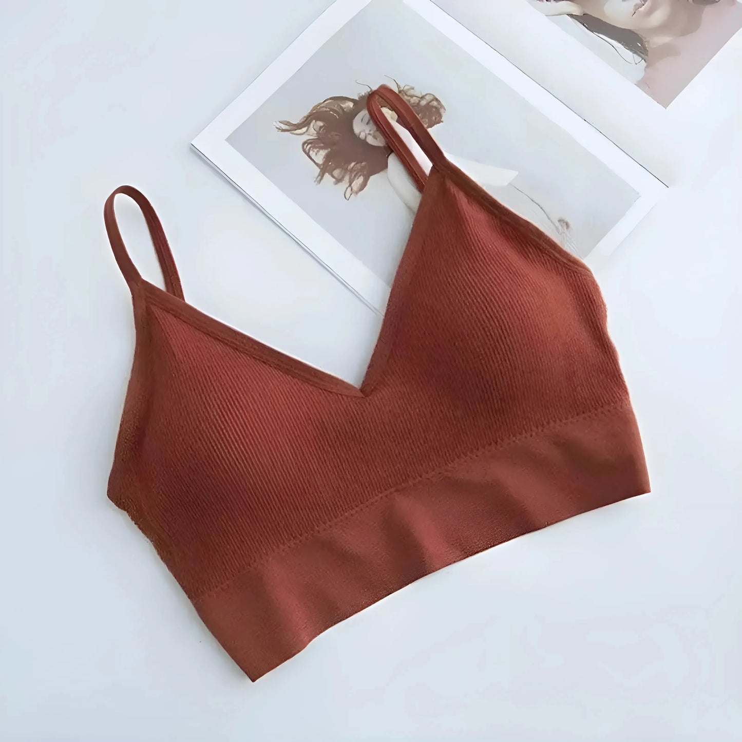 Rosso Reggiseno Sportivo a Spalline Sottili