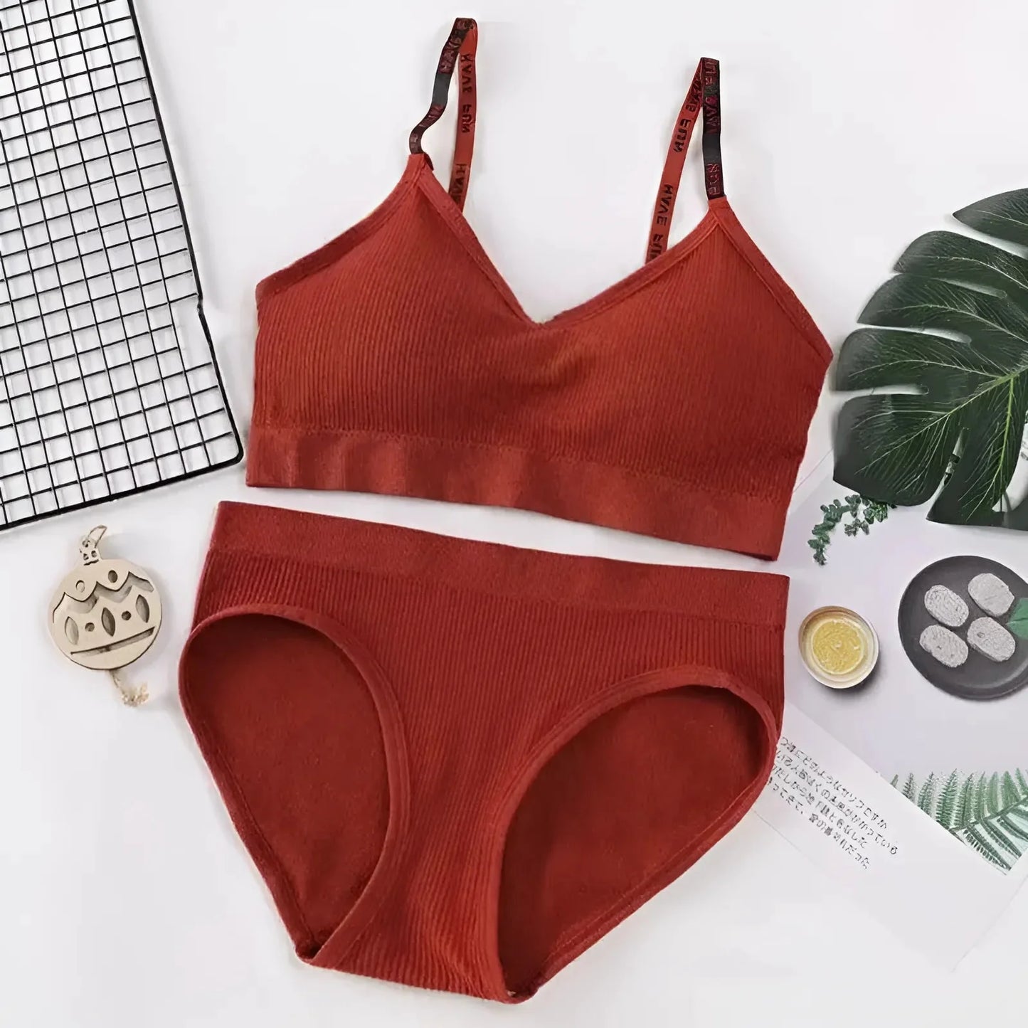 Rosso Set di Lingerie Universale per Donna
