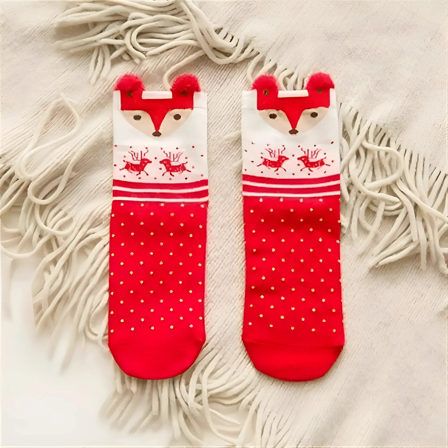 Rosso-Bianco Calze di Natale da donna