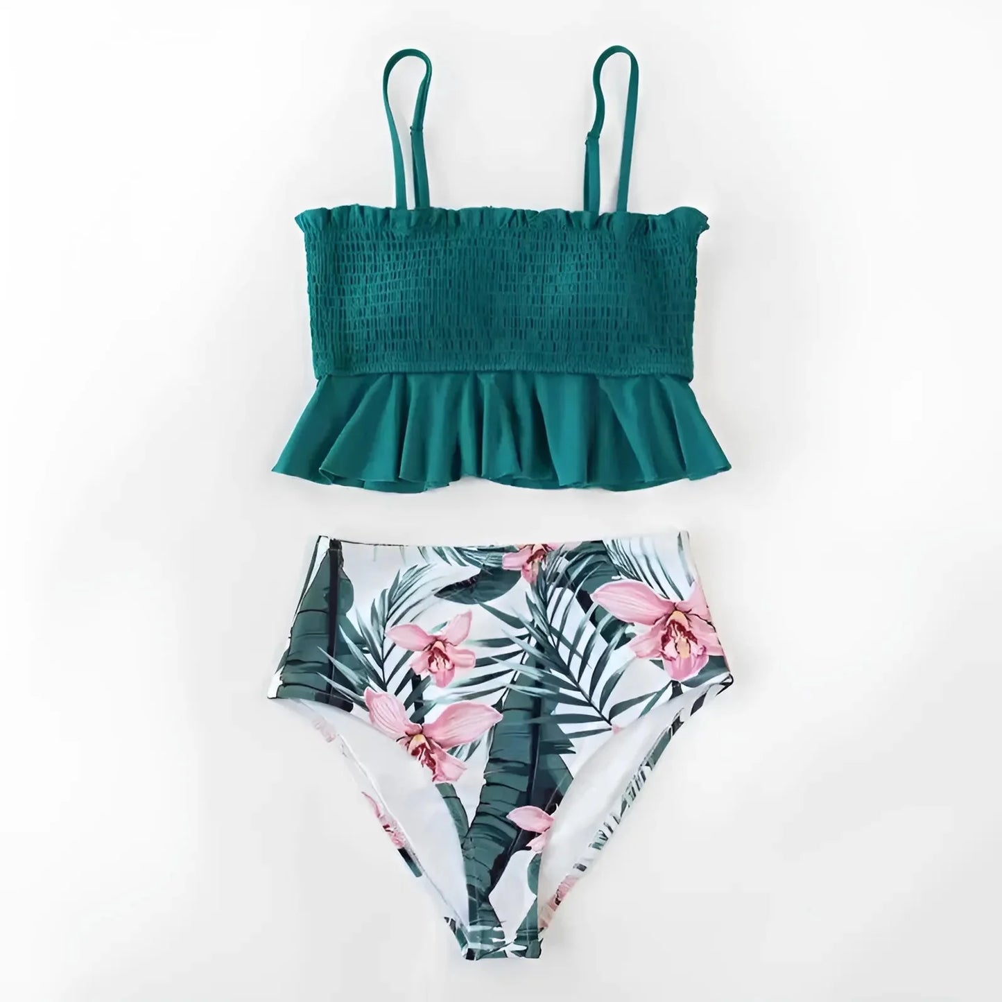 Set bikini a due pezzi con volant