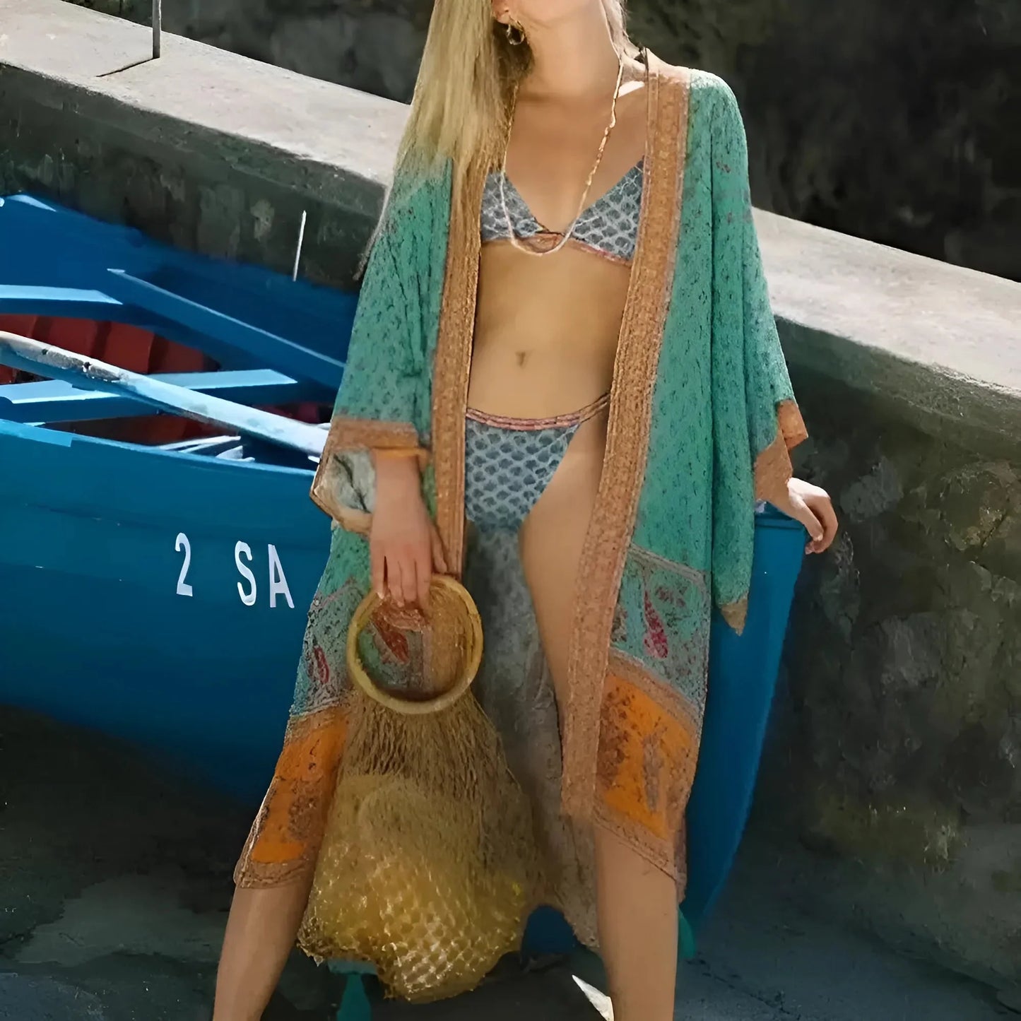 Stile Vintage Kimono da Spiaggia
