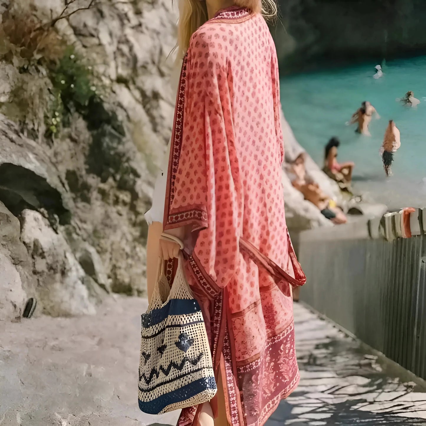 Stile Vintage Kimono da Spiaggia