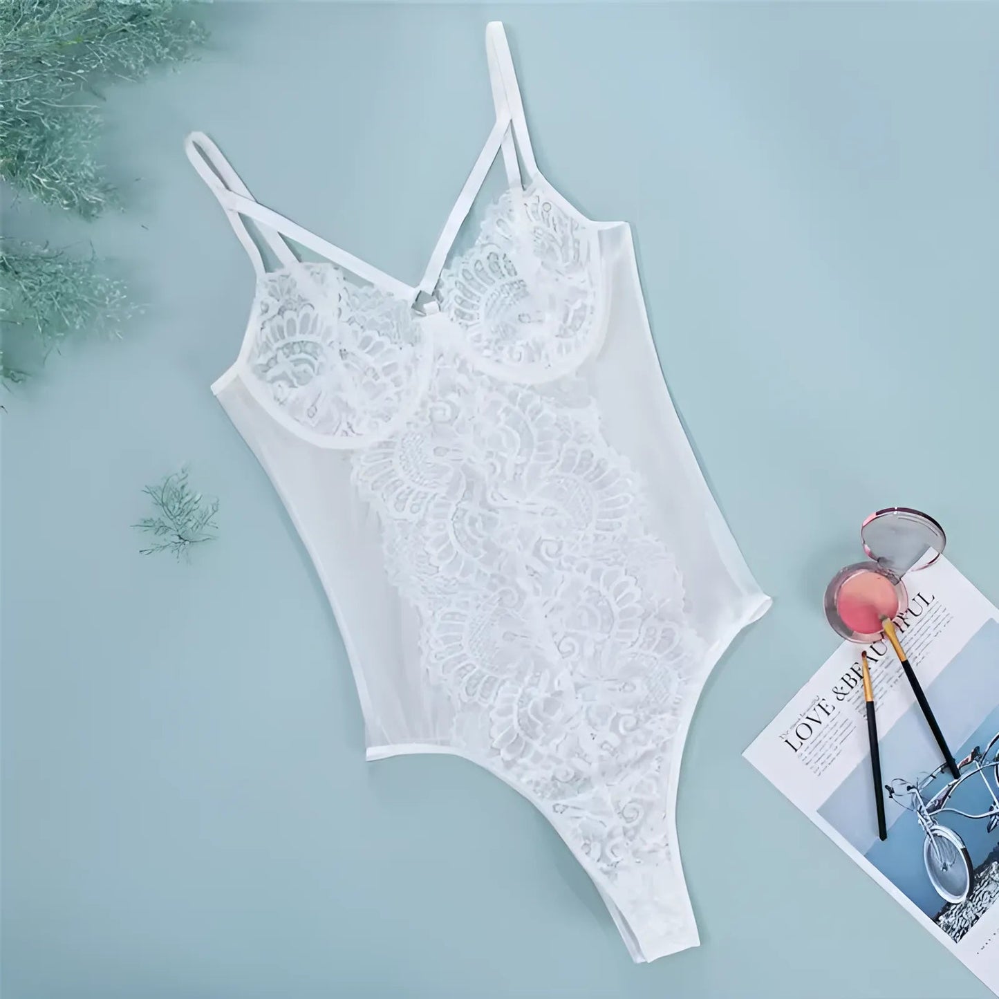 Bianco Body da sposa con scollatura a strappo