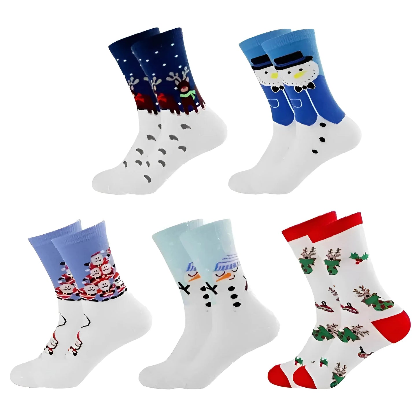 Bianco Calze di Natale - Confezione da 5