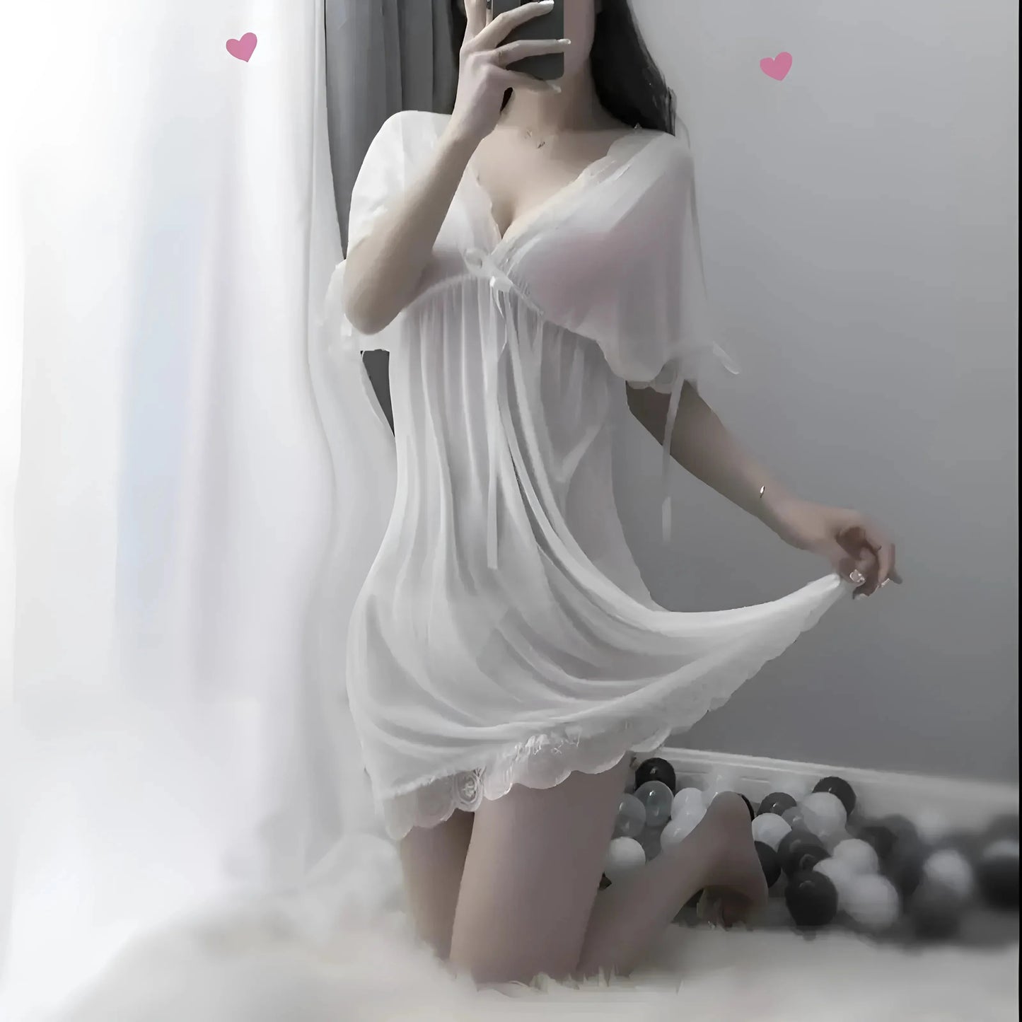 Bianco Camicia da notte delicata