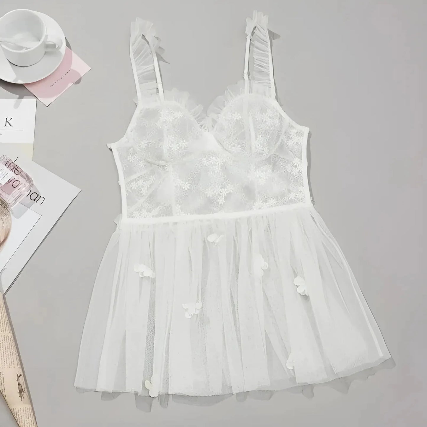 Bianco Abito da notte floreale per sposa