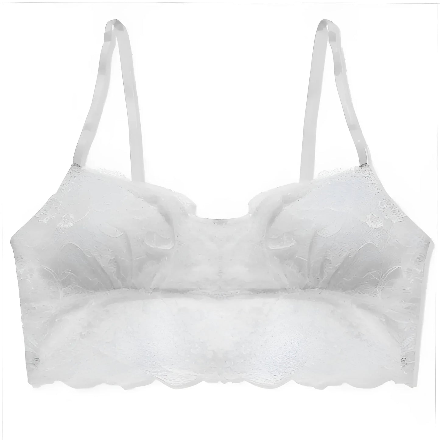 Bianco Reggiseno in pizzo con bordo arricciato