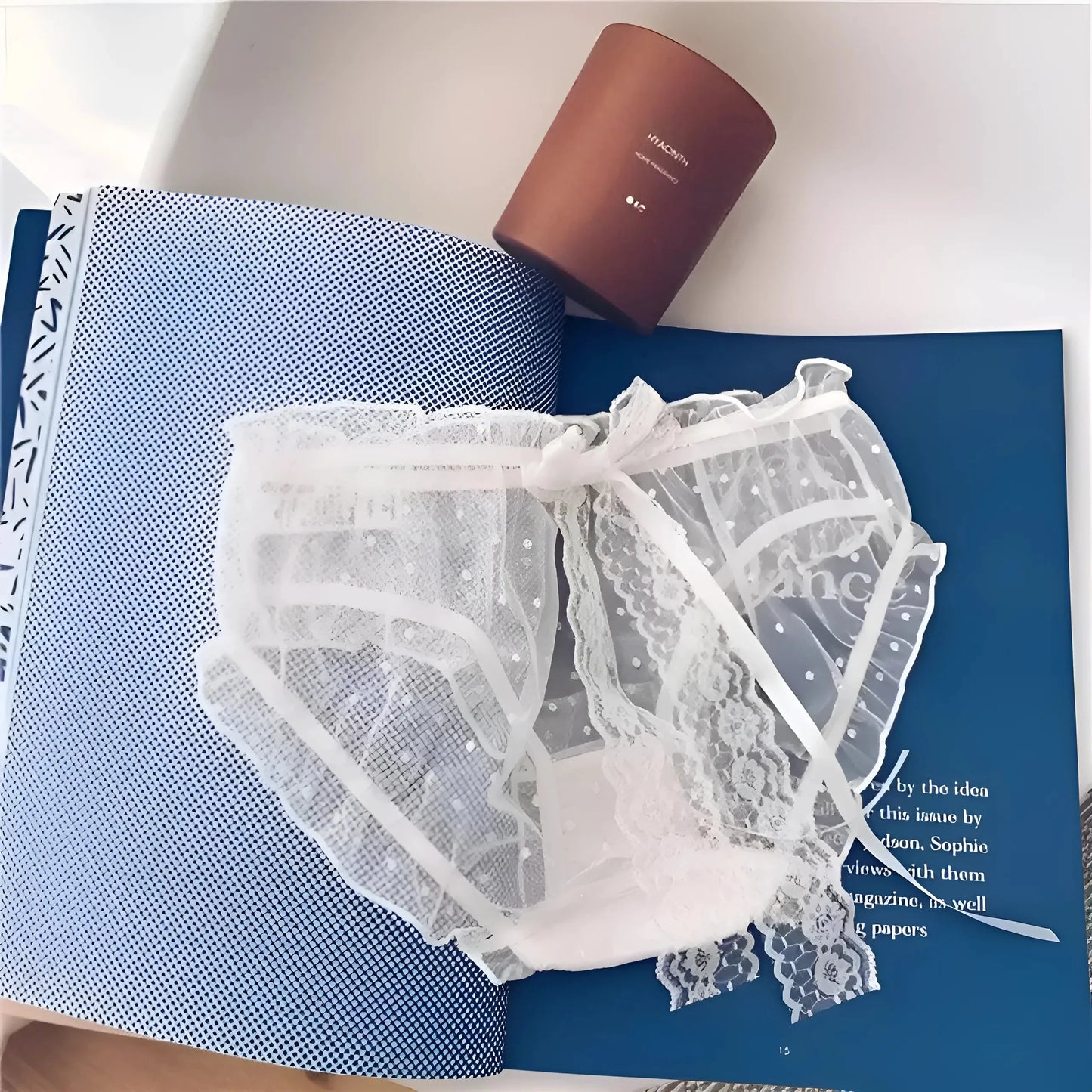 Bianco Mutandine in pizzo con dettaglio a fiocco