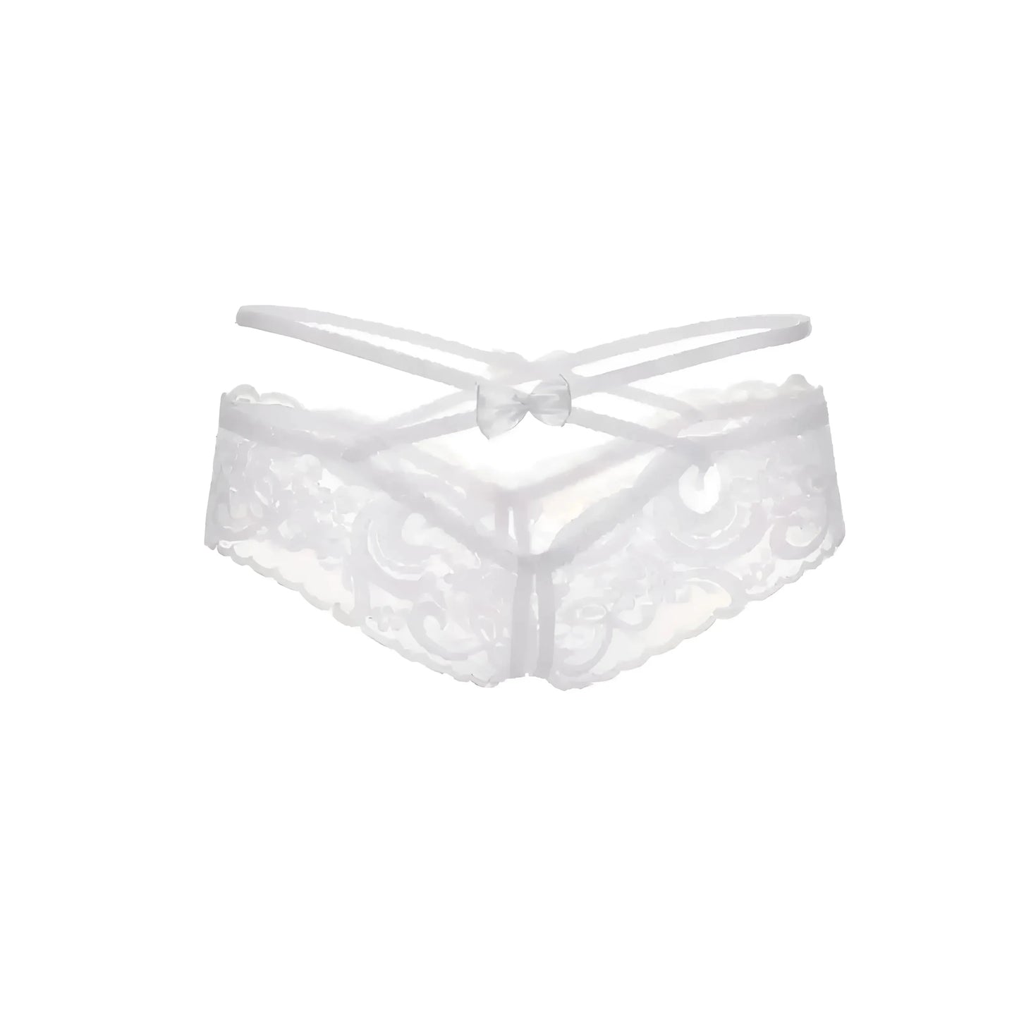 Bianco Mutandine in pizzo con cinturini decorativi