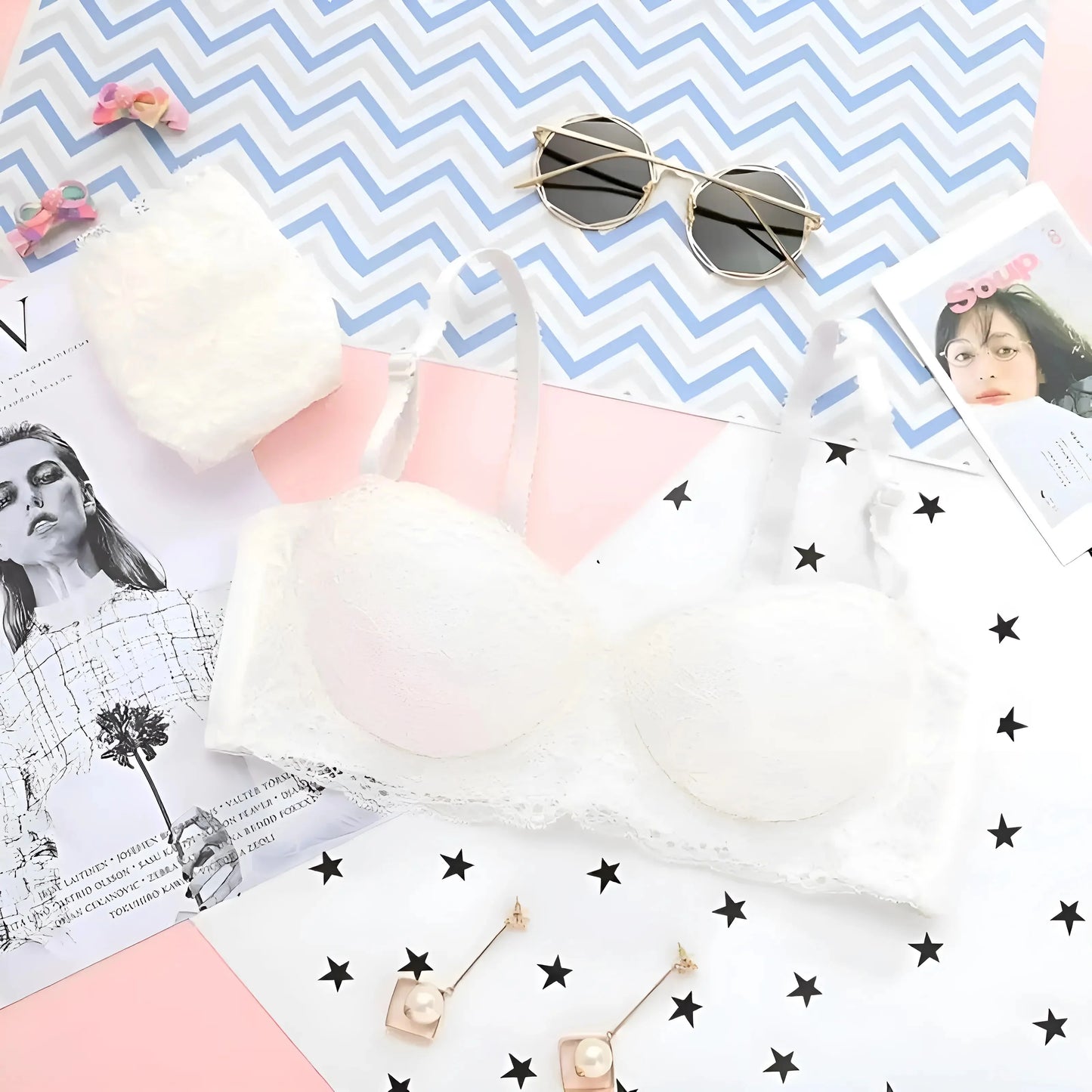 Bianco Set di Lingerie con Pizzo