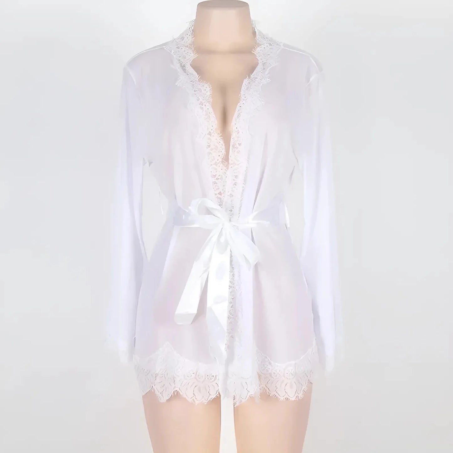 Bianco Robe Peniuar con Pizzo