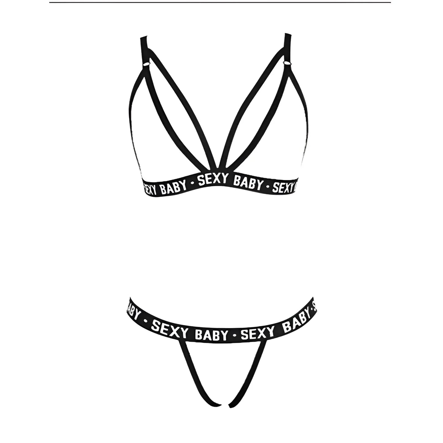 Bianco Set di Lingerie con stampa "Sexy Baby"