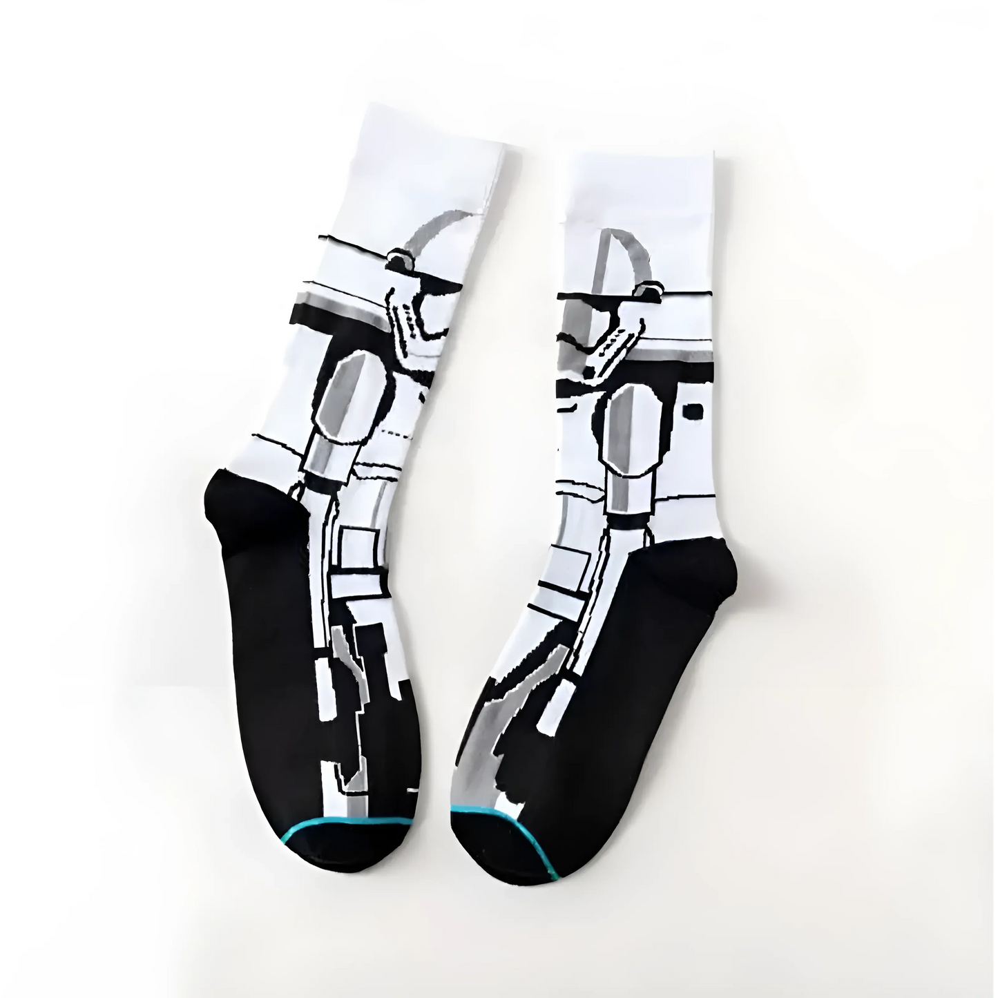 Bianco Calze Lunghe da Uomo con Personaggi di Star Wars