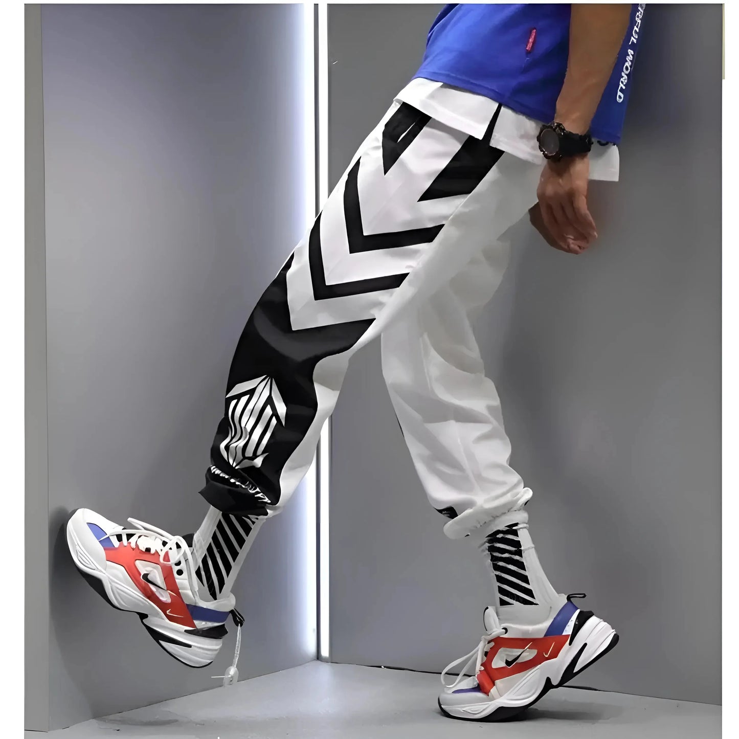Bianco Pantaloni da tuta da uomo con motivo