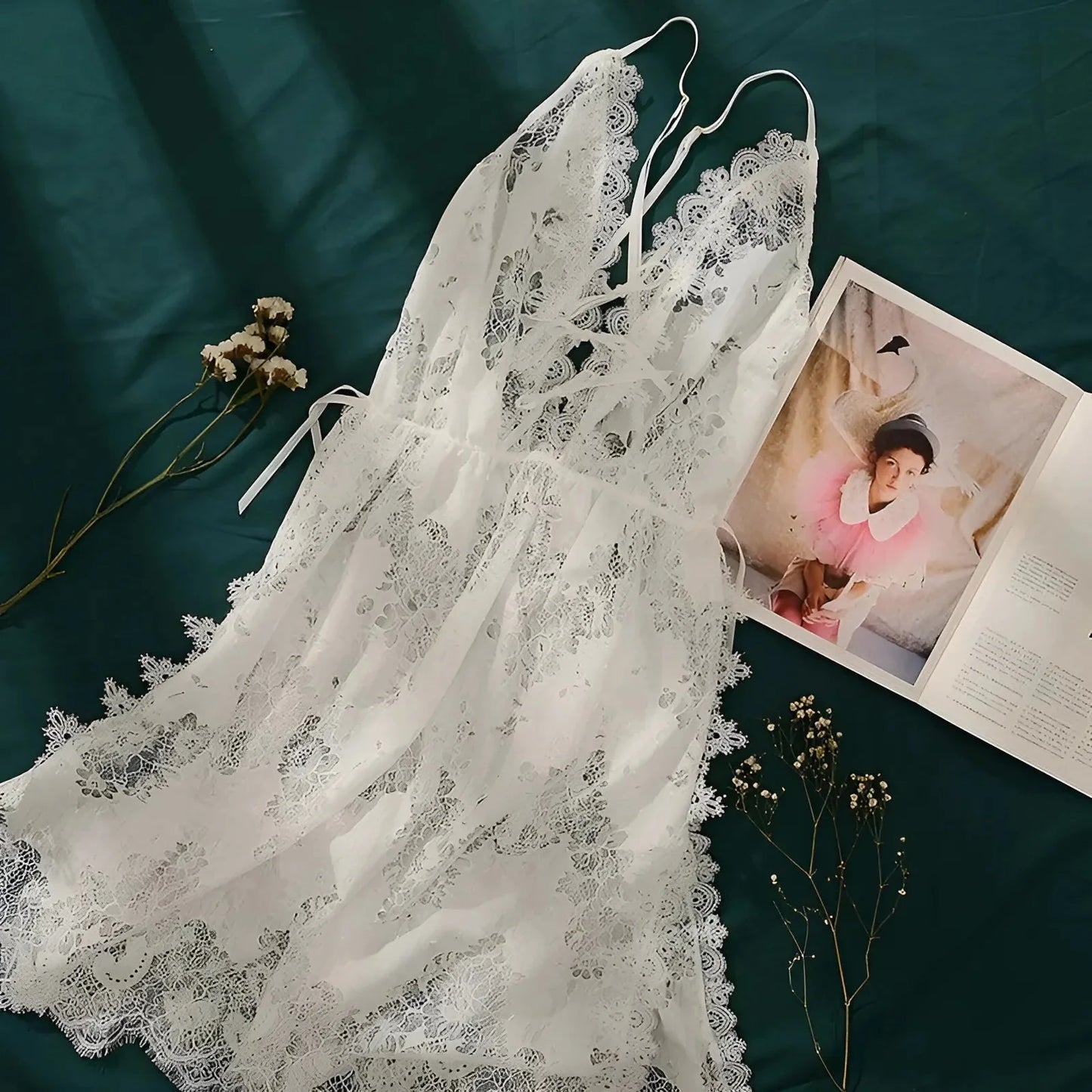 Bianco Camicia da notte con scollatura