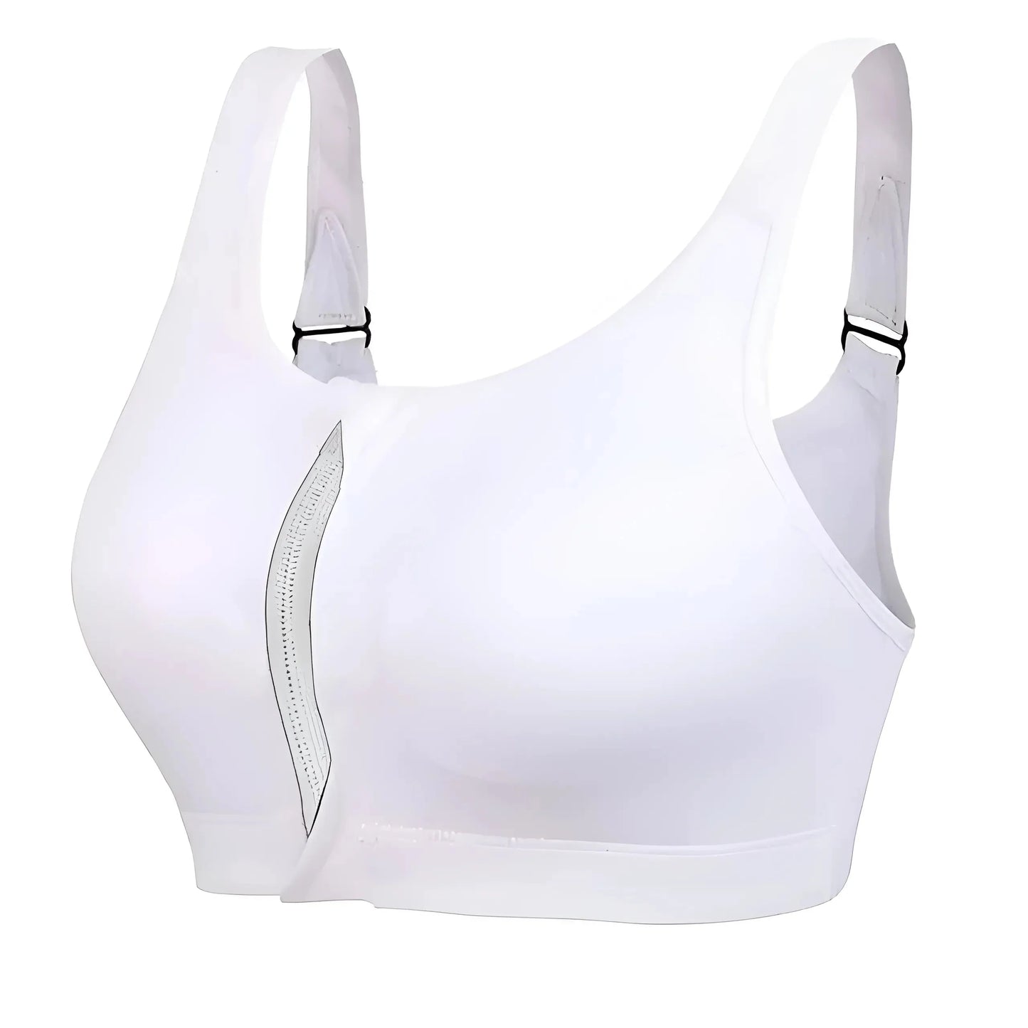 Bianco Reggiseno Sportivo Taglie Forti con Chiusura a Zip