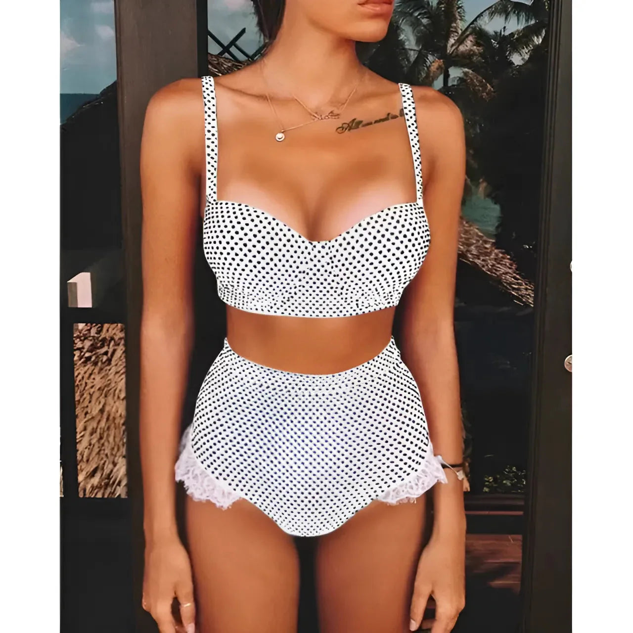 Bianco Costume da bagno a due pezzi a pois
