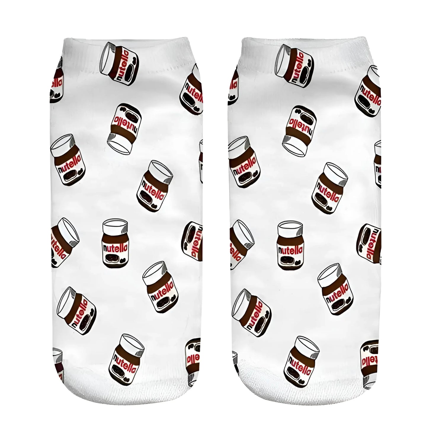 Bianco Calzini Corti con Motivo Nutella