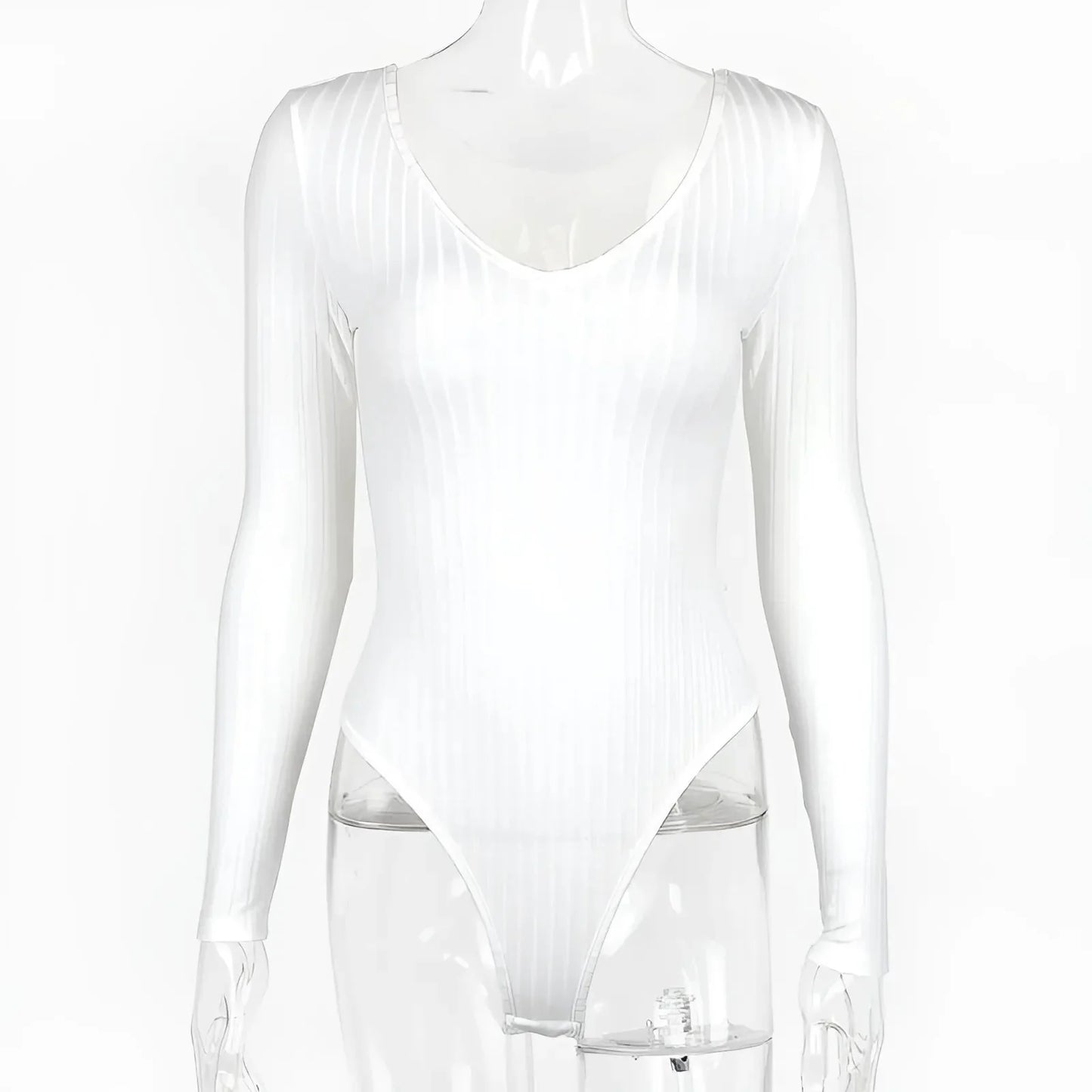 Bianco Body a righe con scollatura a V profonda