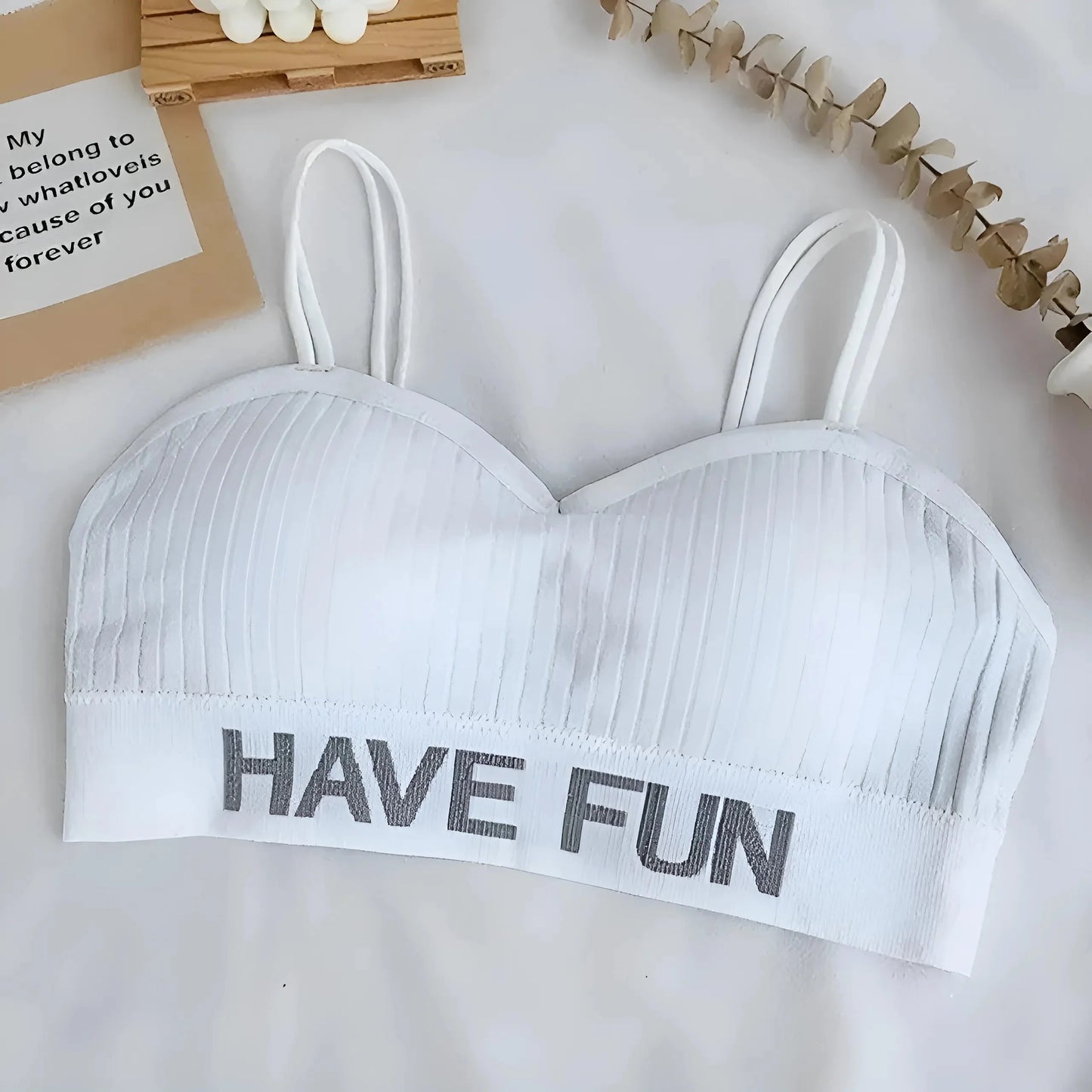 Bianco Reggiseno Sportivo a Righe
