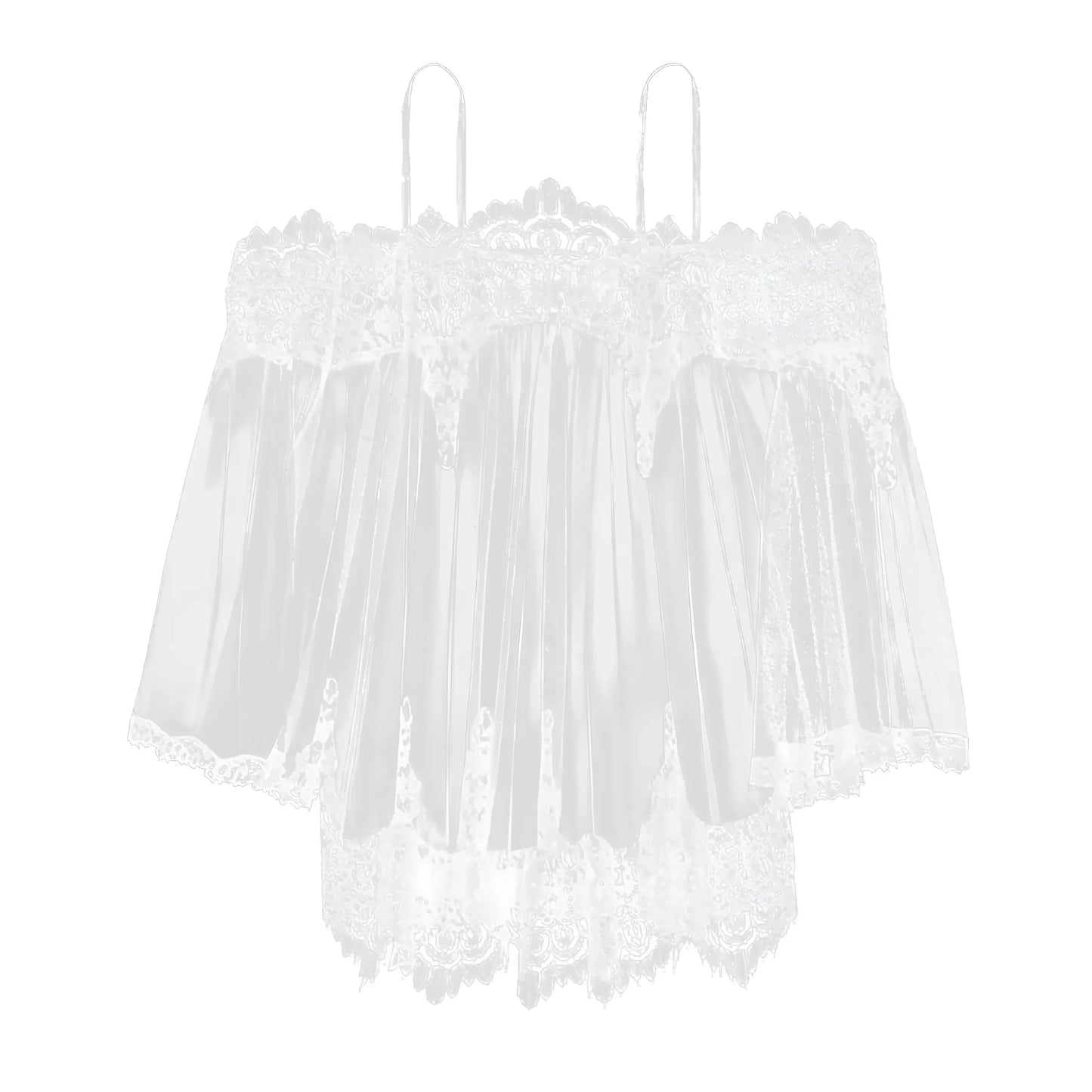 Bianco Camicia da notte trasparente con pizzo