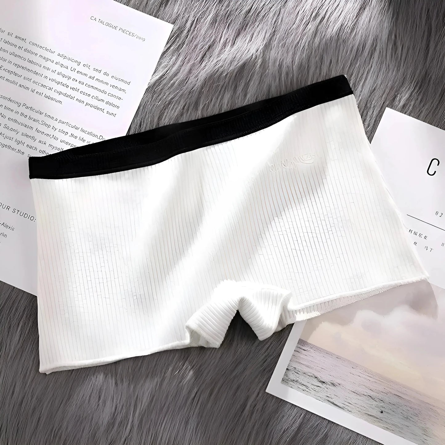 Bianco Boxer da donna con rifiniture decorative