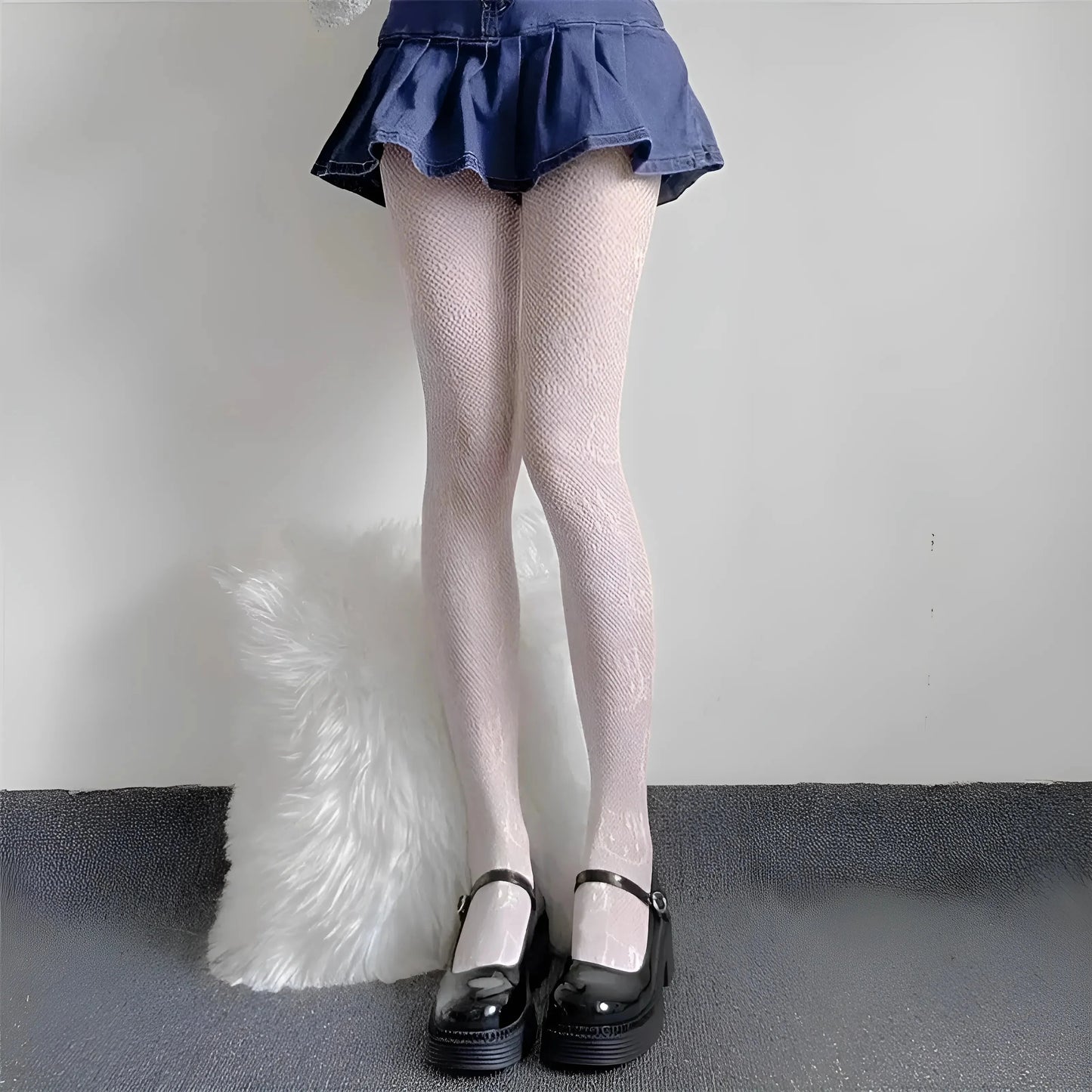 Bianco Collant da donna con stampa di gatti
